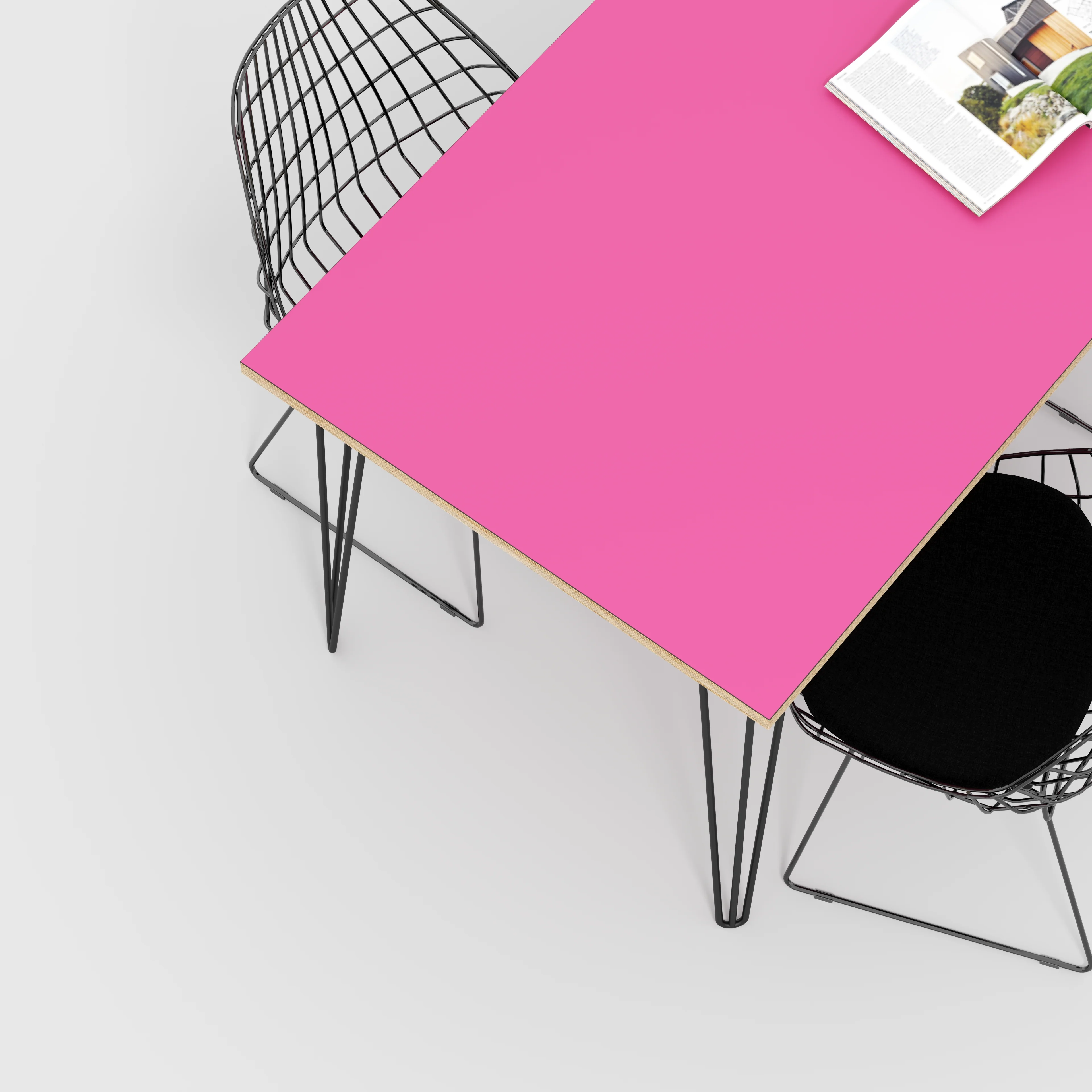 Plywood Table with Black Hairpin Legs - Formica Juicy Pink - 1600(w) x 800(d) - Image 3