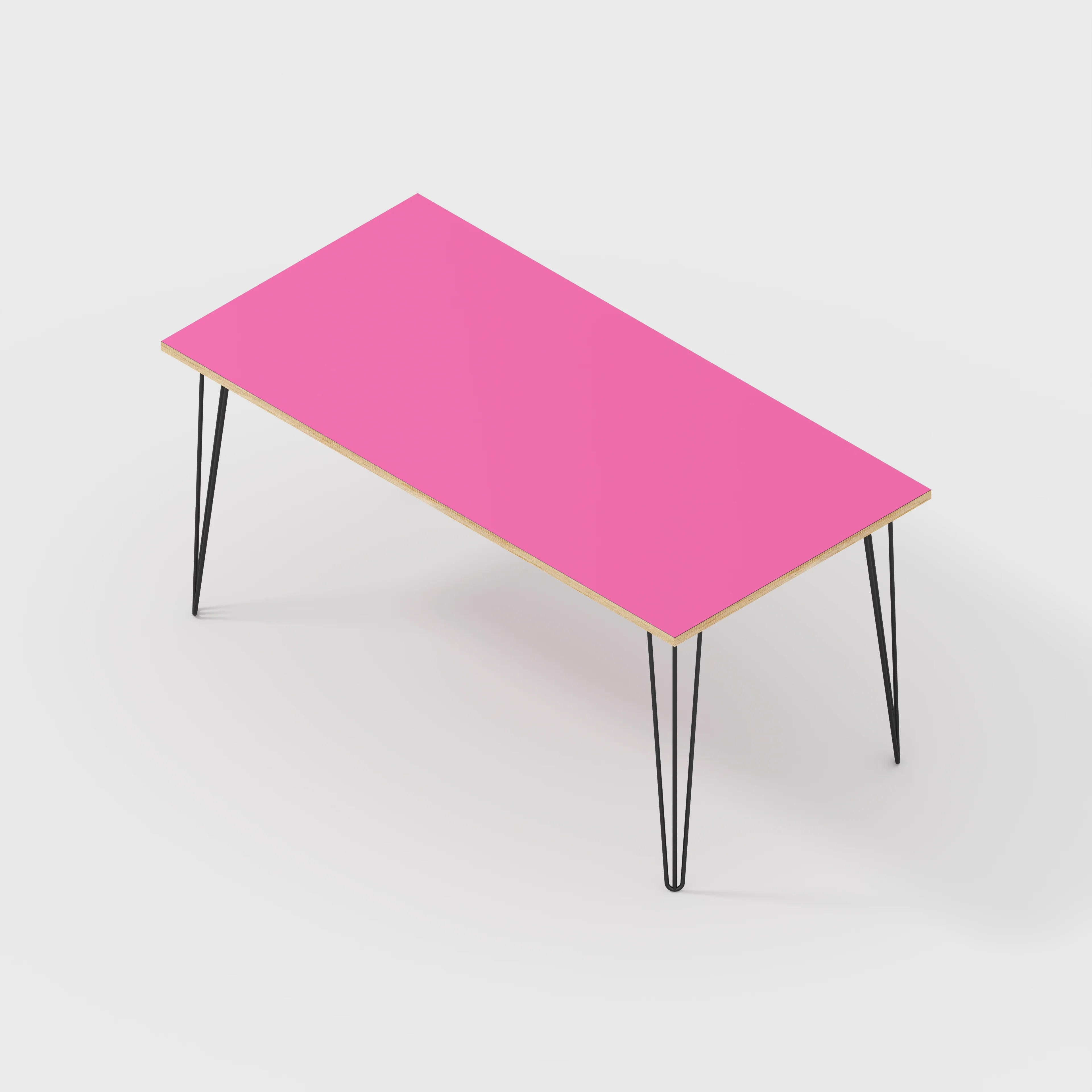 Plywood Table with Black Hairpin Legs - Formica Juicy Pink - 1600(w) x 800(d) - Image 5