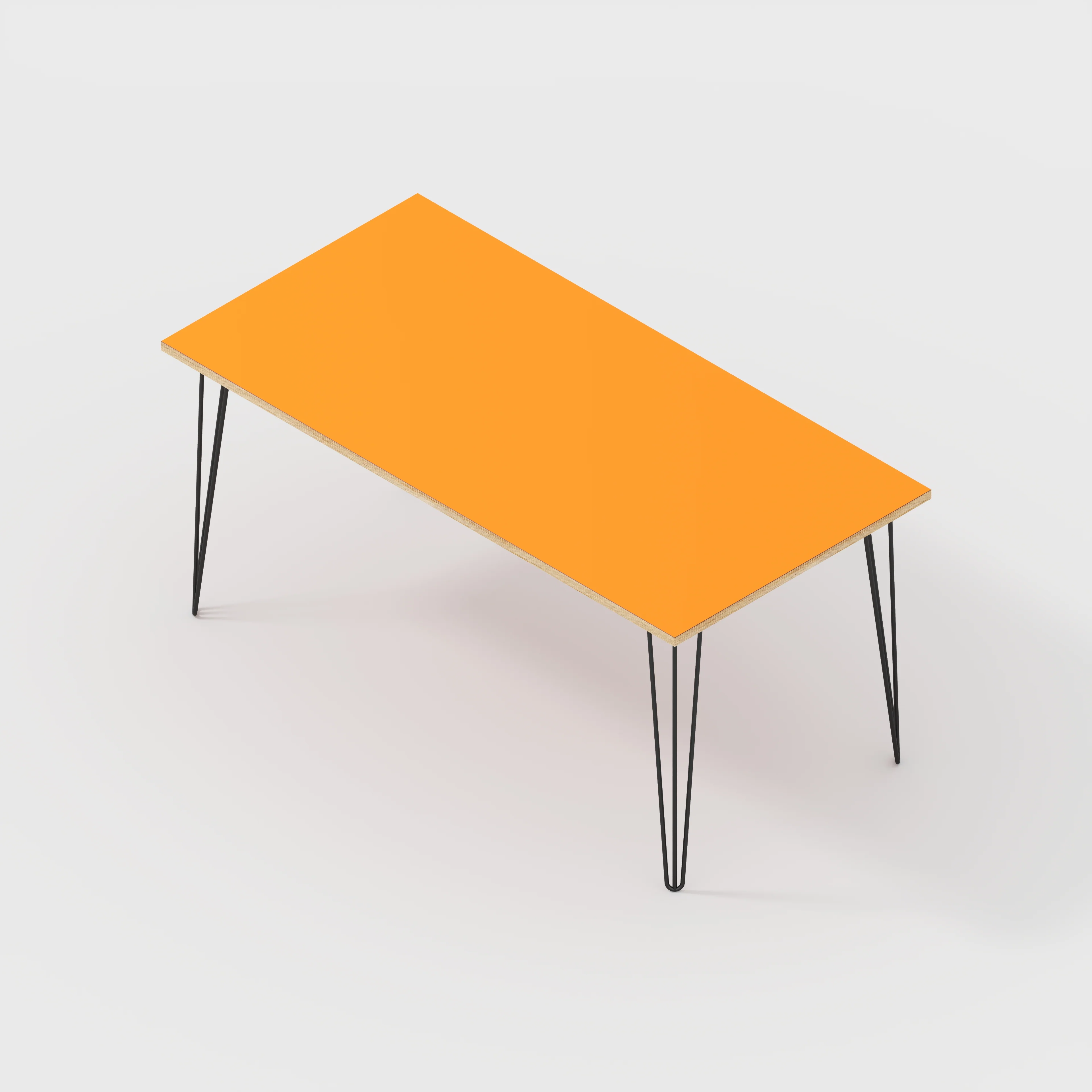 Plywood Table with Black Hairpin Legs - Formica Levante Orange - 1600(w) x 800(d) - Image 5