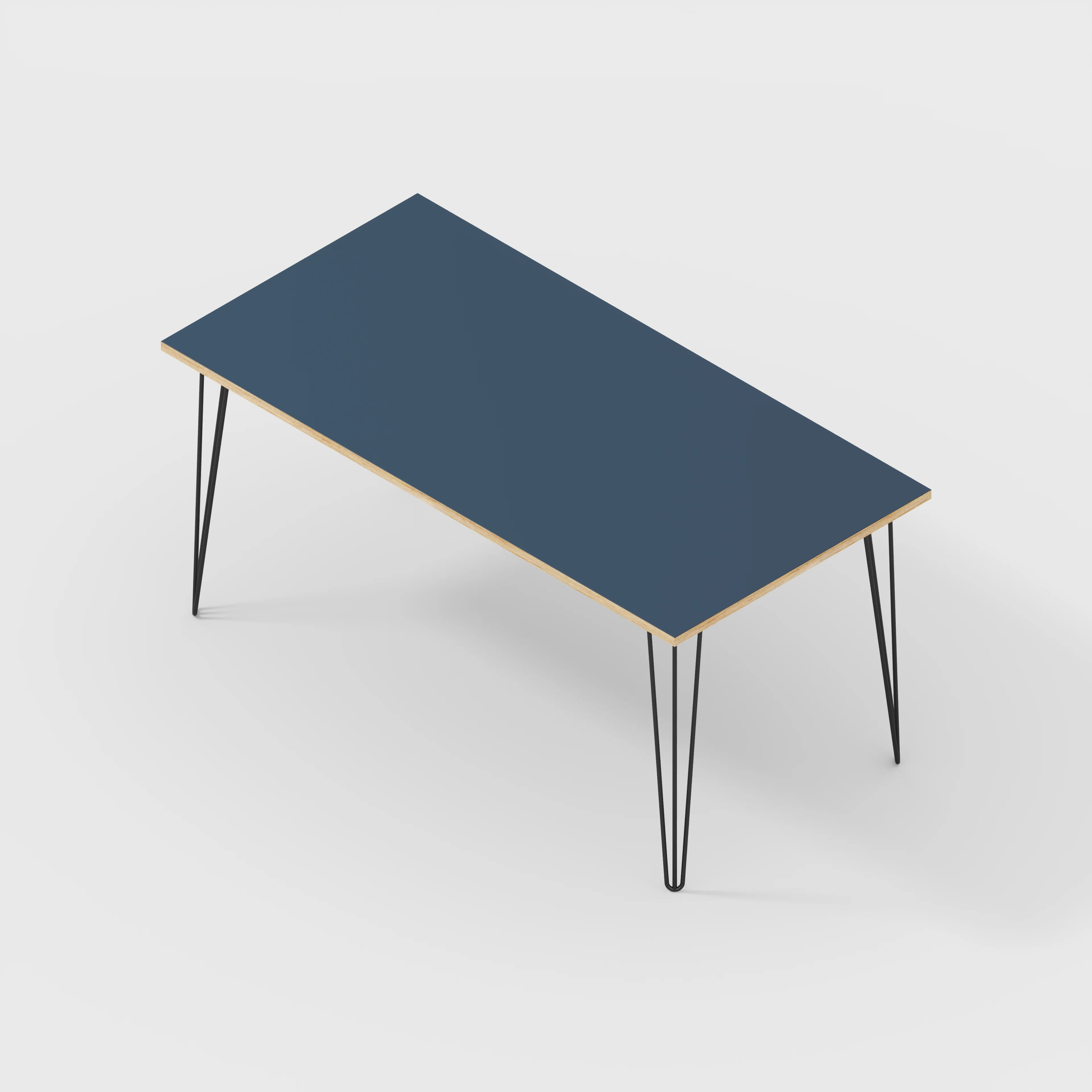 Plywood Table with Black Hairpin Legs - Formica Night Sea Blue - 1600(w) x 800(d) - Image 5