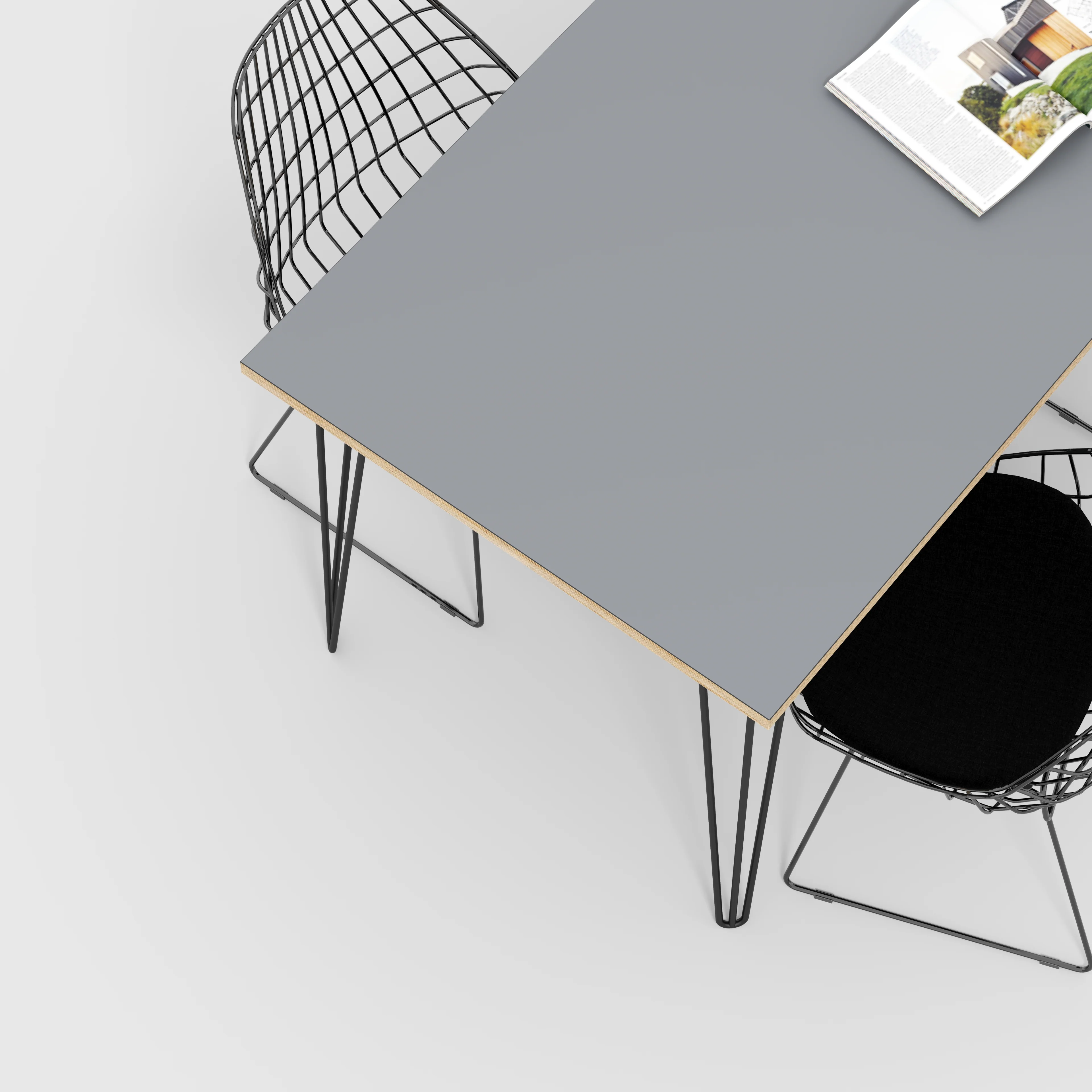Plywood Table with Black Hairpin Legs - Formica Tornado Grey - 1600(w) x 800(d) - Image 3