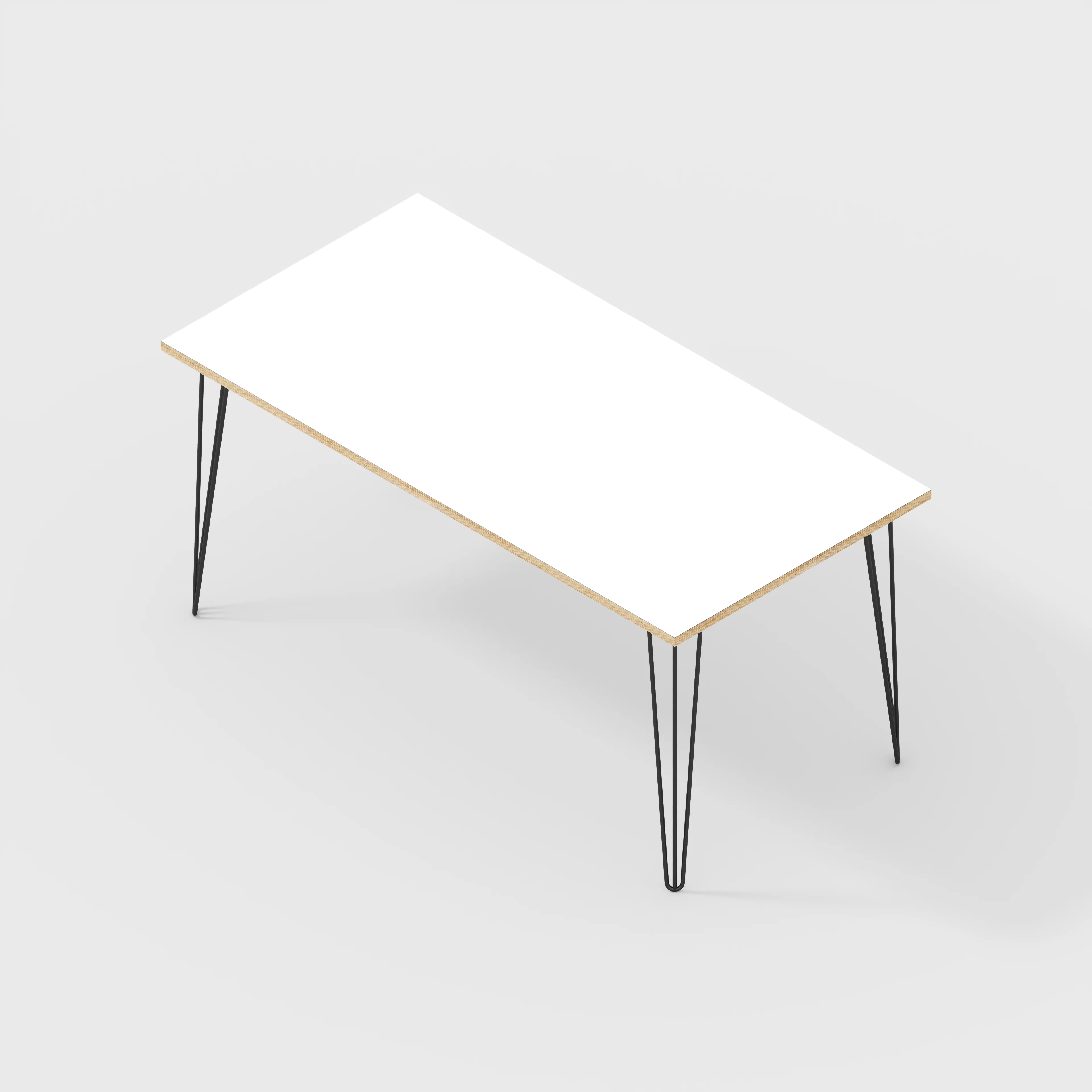 Plywood Table with Black Hairpin Legs - Formica White - 1600(w) x 800(d) - Image 5