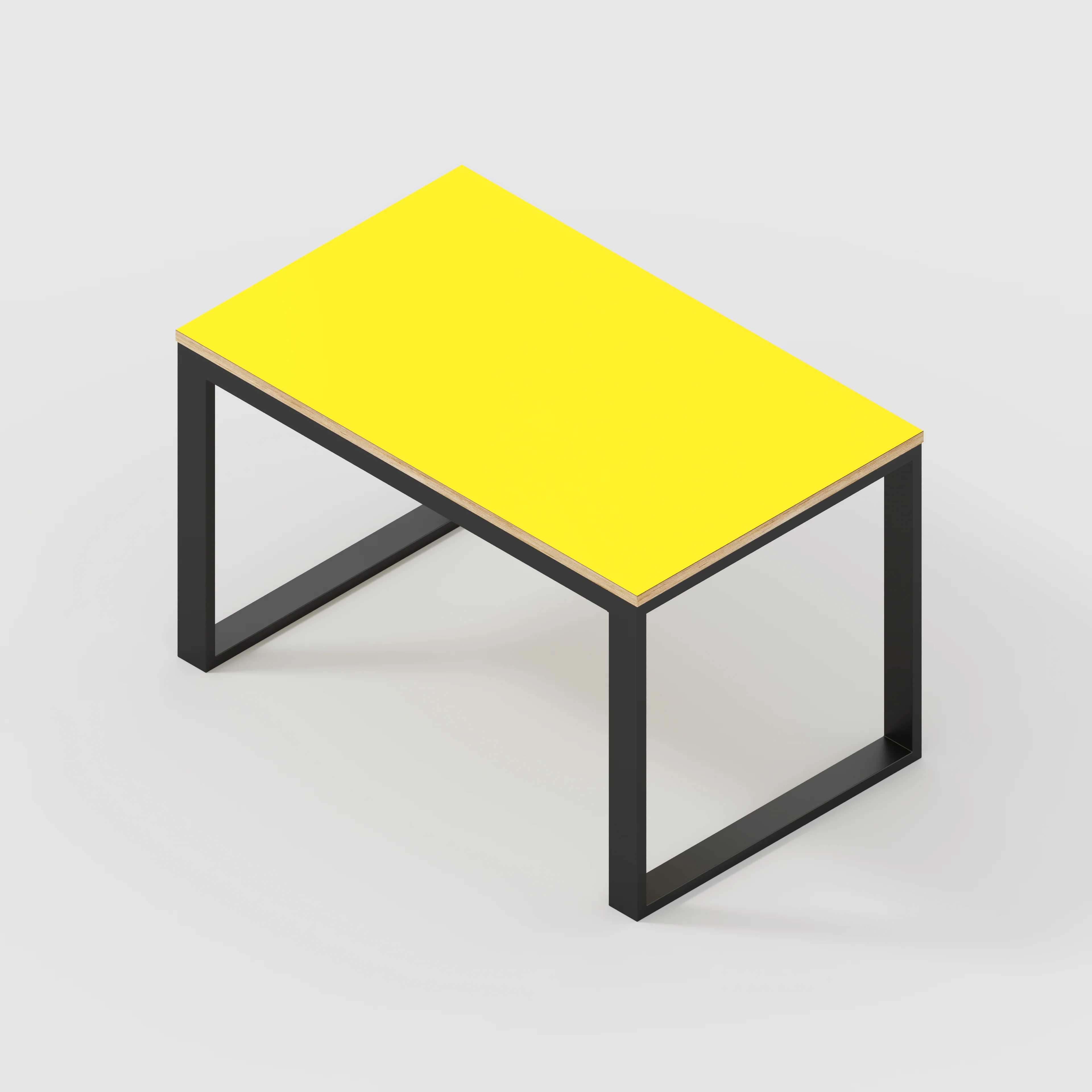 Plywood Table with Black Industrial Frame - Formica Chrome Yellow - 1200(w) x 745(d) x 735(h) - Image 5