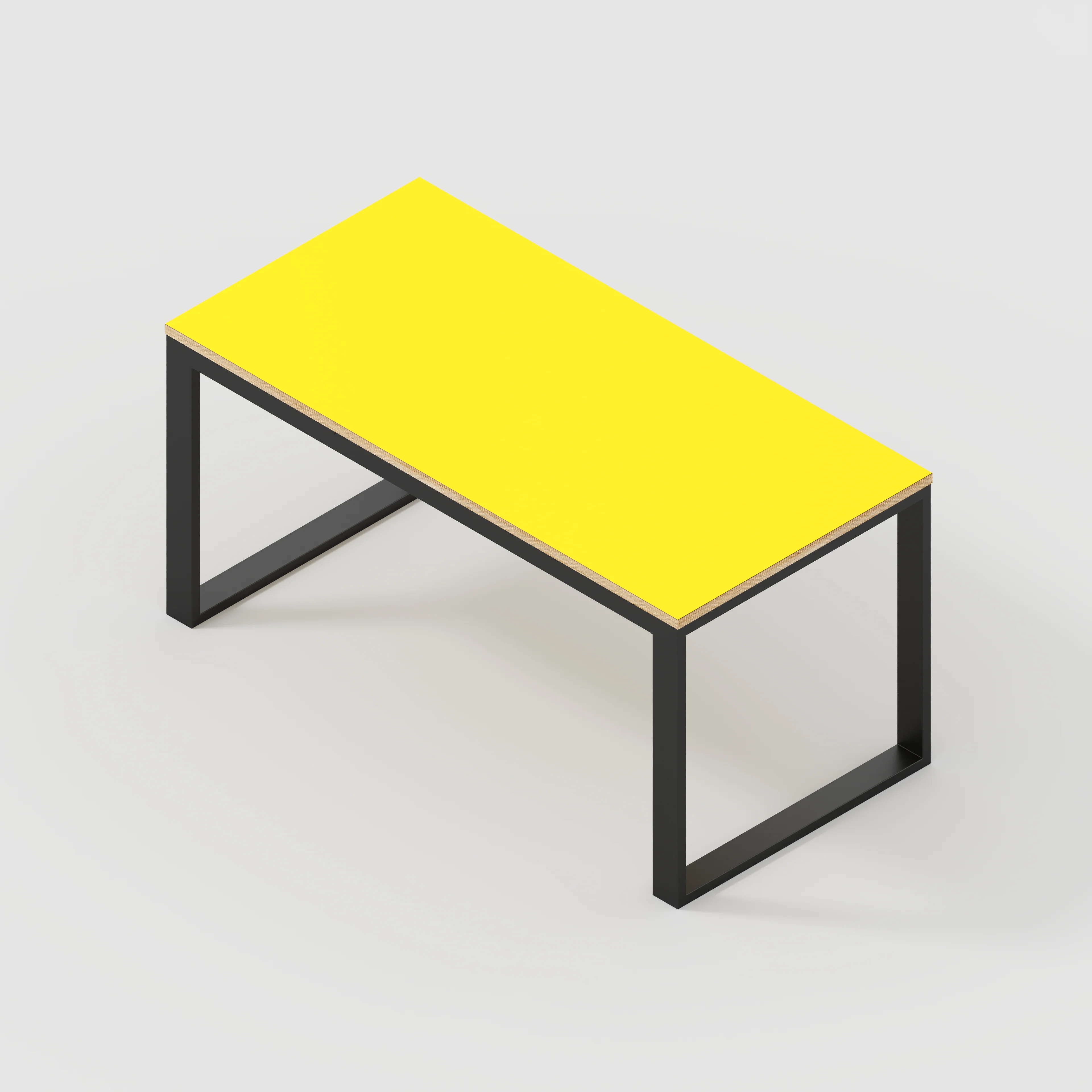 Plywood Table with Black Industrial Frame - Formica Chrome Yellow - 1500(w) x 745(d) x 735(h) - Image 5