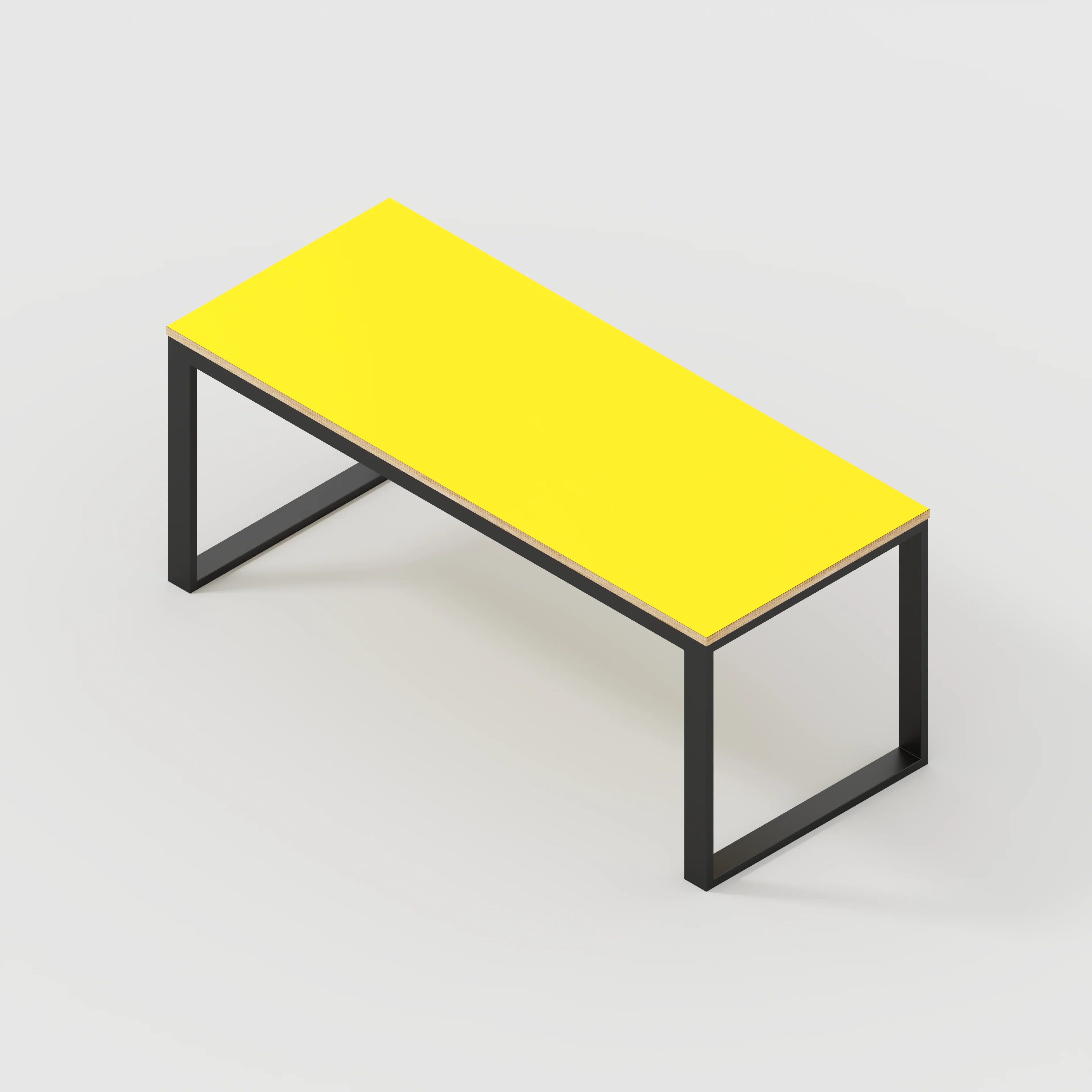 Plywood Table with Black Industrial Frame - Formica Chrome Yellow - 1800(w) x 745(d) x 735(h) - Image 5
