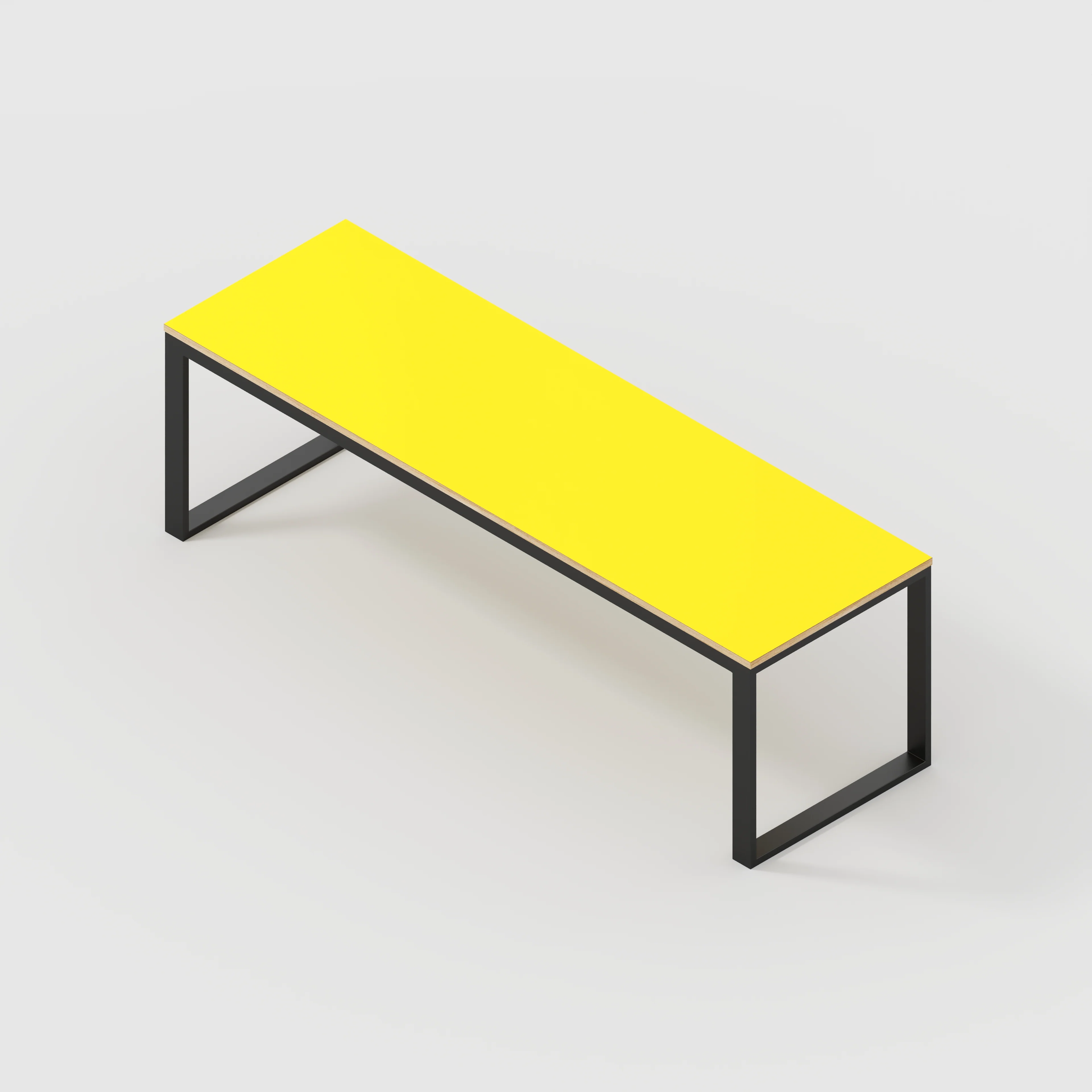 Plywood Table with Black Industrial Frame - Formica Chrome Yellow - 2400(w) x 745(d) x 735(h) - Image 5