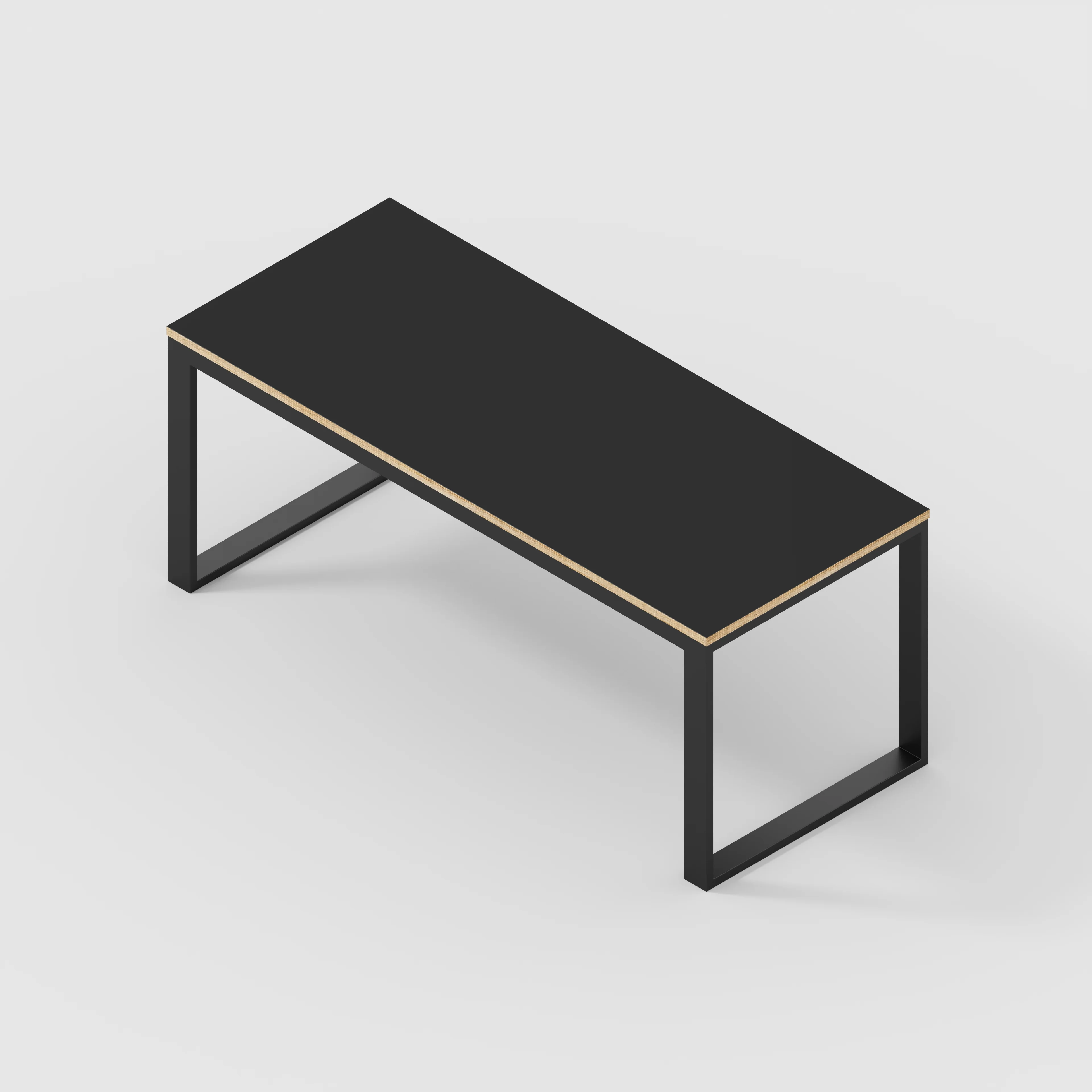 Plywood Table with Black Industrial Frame - Formica Diamond Black - 1800(w) x 745(d) x 735(h) - Image 5