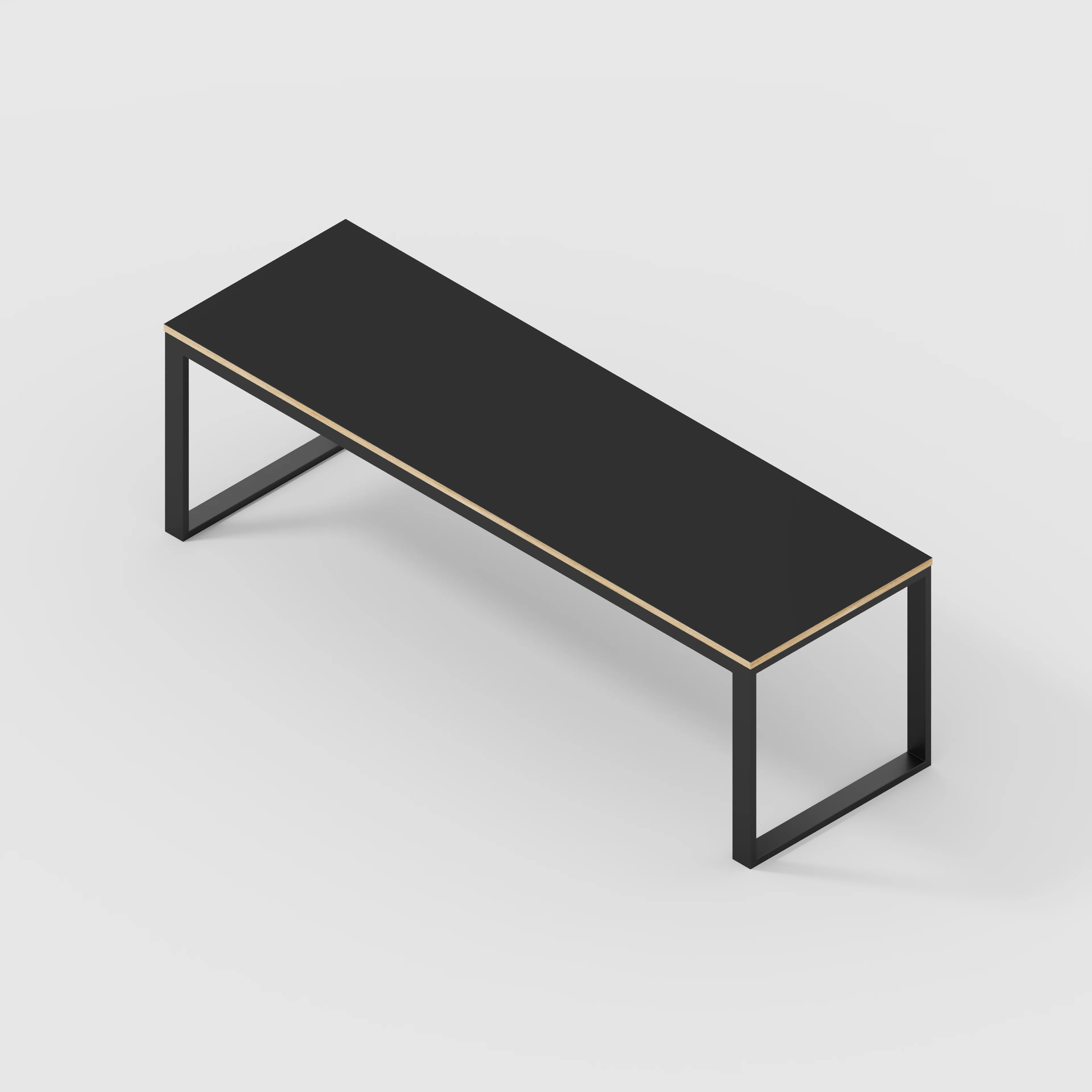 Plywood Table with Black Industrial Frame - Formica Diamond Black - 2400(w) x 745(d) x 735(h) - Image 5