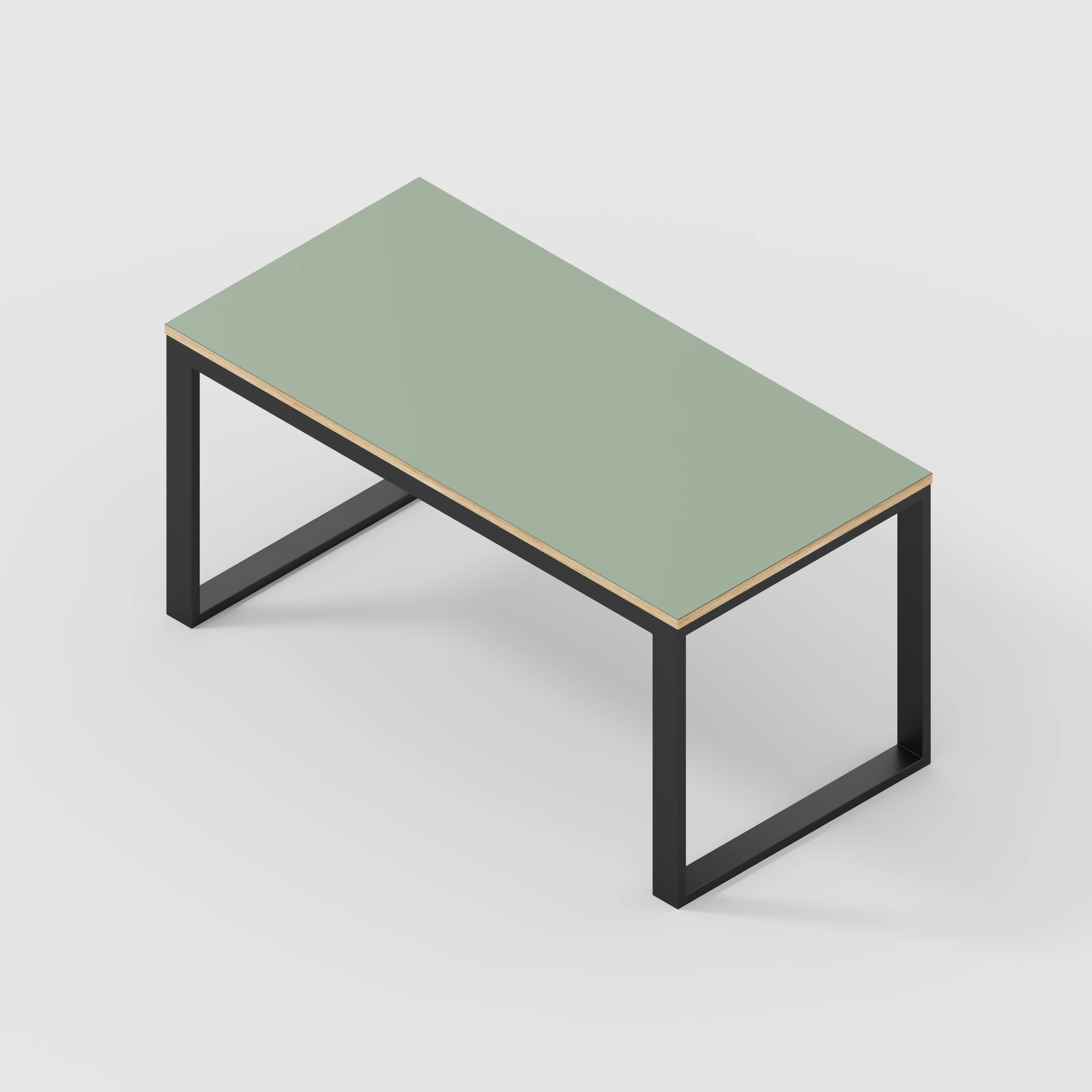 Plywood Table with Black Industrial Frame - Formica Green Slate - 1500(w) x 745(d) x 735(h) - Image 5