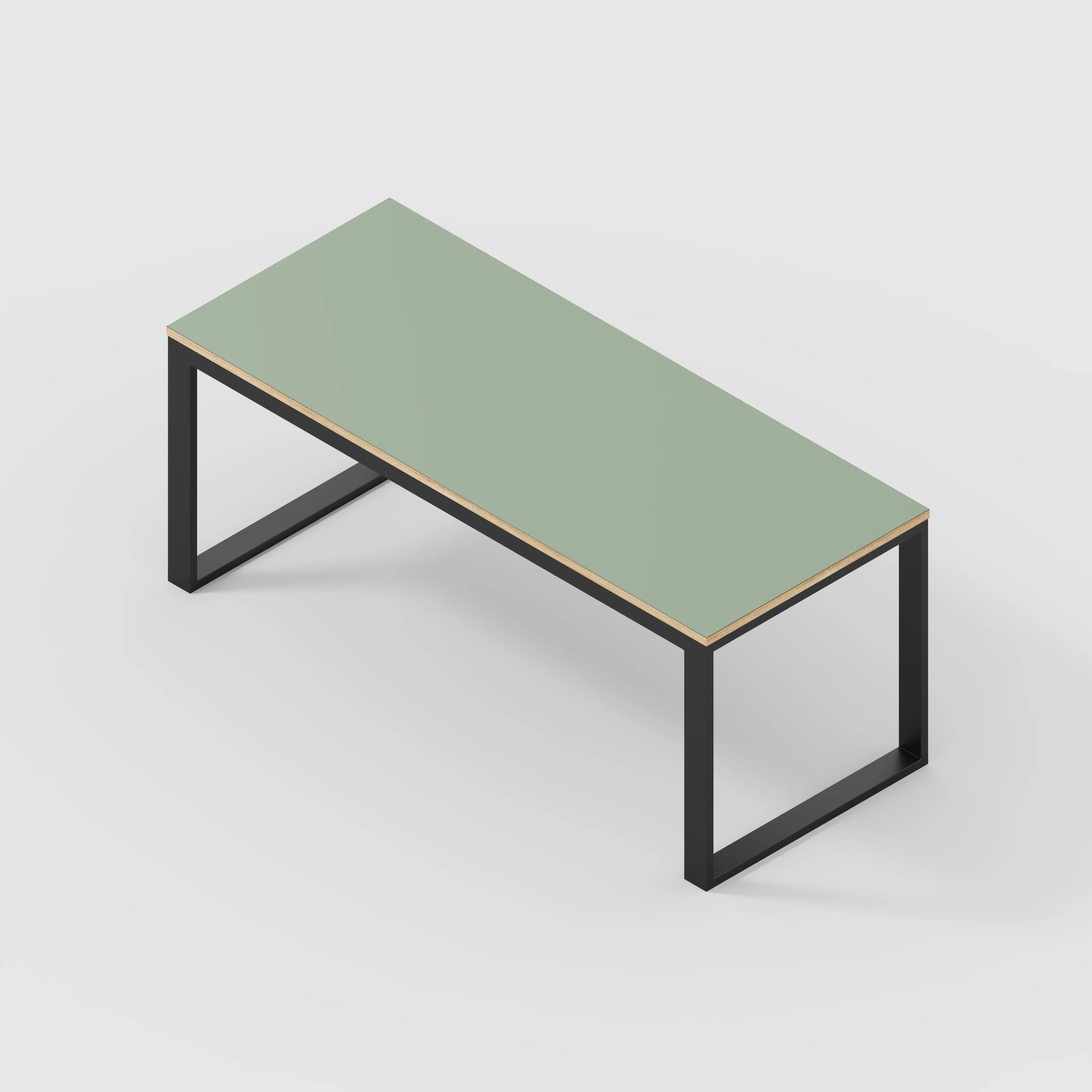 Plywood Table with Black Industrial Frame - Formica Green Slate - 1800(w) x 745(d) x 735(h) - Image 5