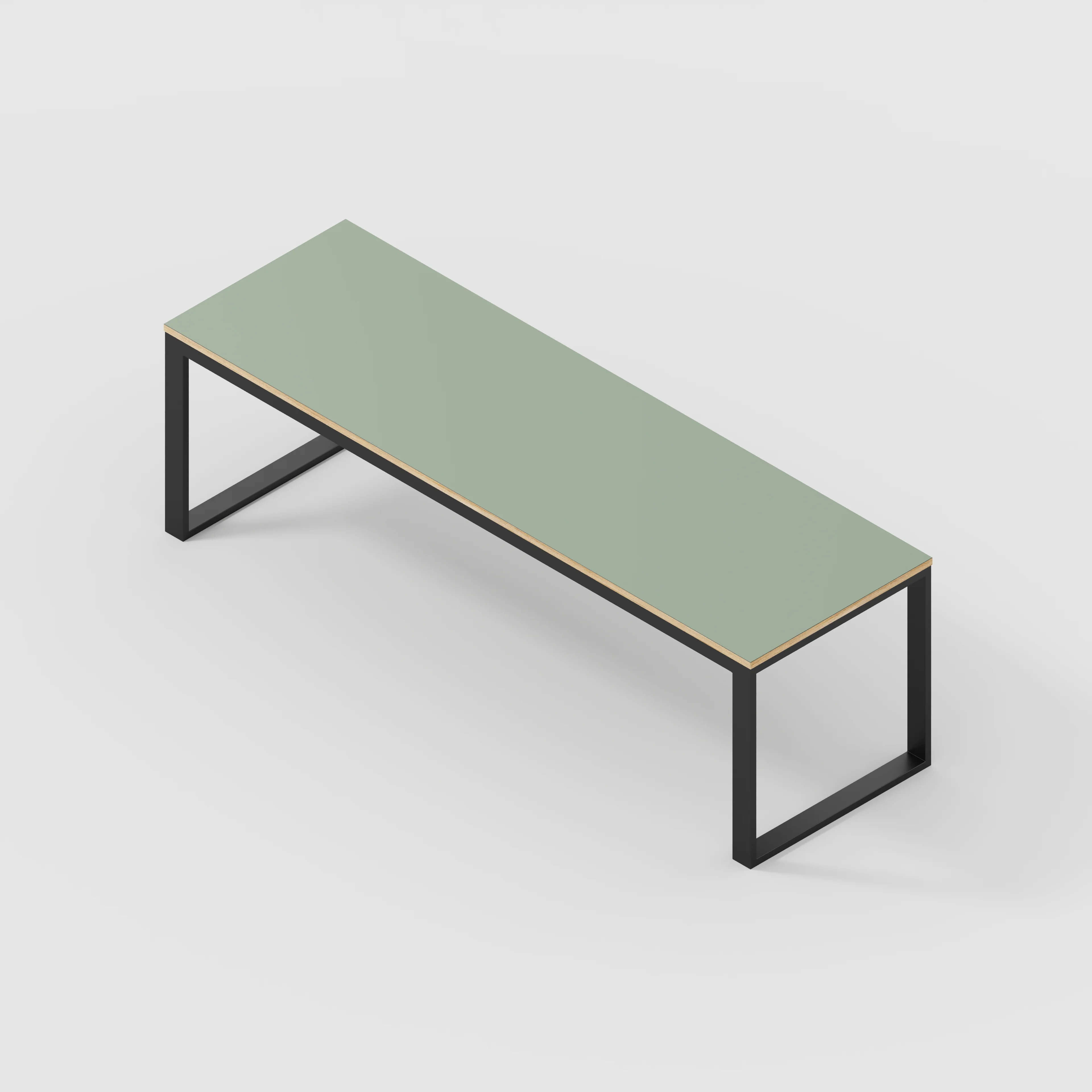 Plywood Table with Black Industrial Frame - Formica Green Slate - 2400(w) x 745(d) x 735(h) - Image 5