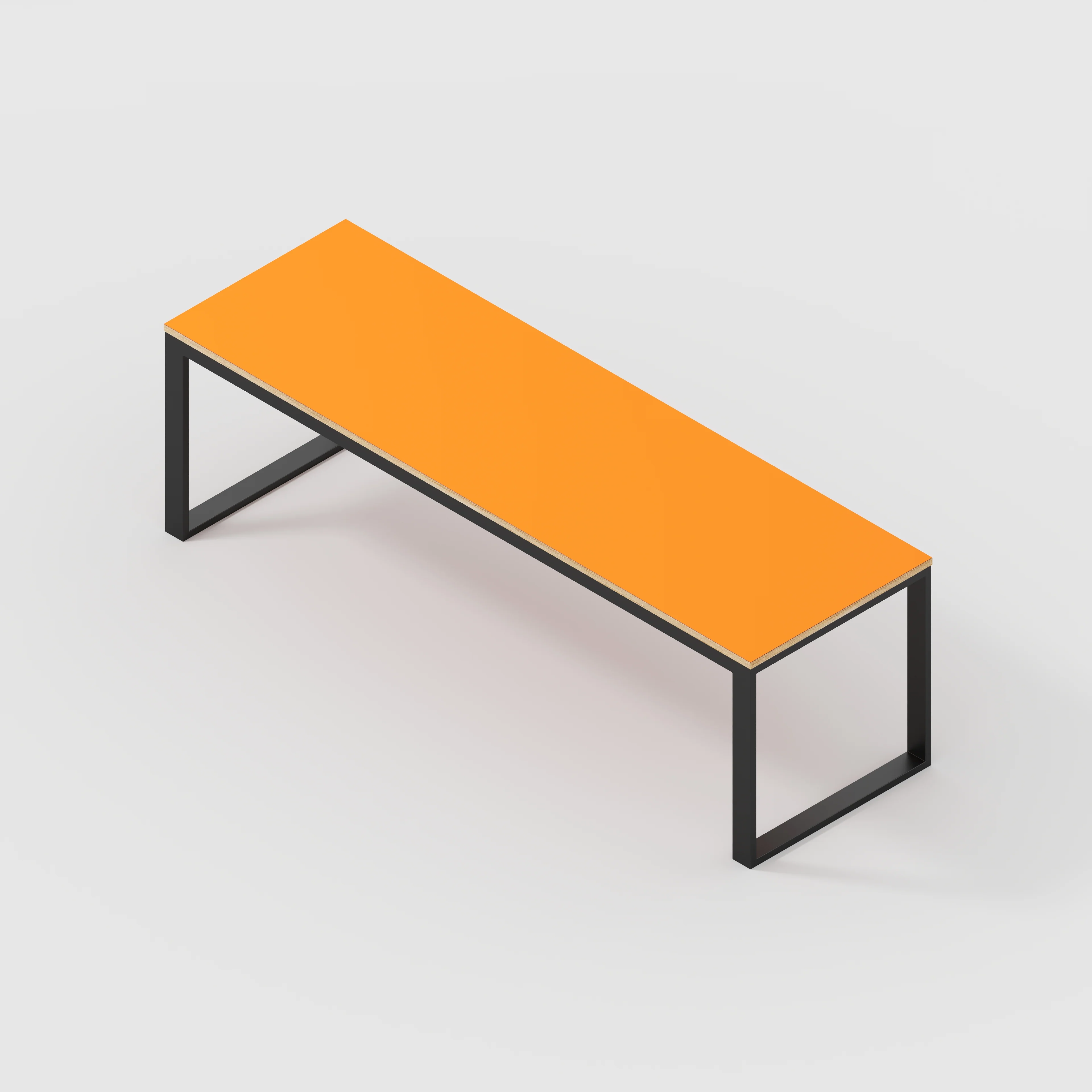 Plywood Table with Black Industrial Frame - Formica Levante Orange - 2400(w) x 745(d) x 735(h) - Image 5