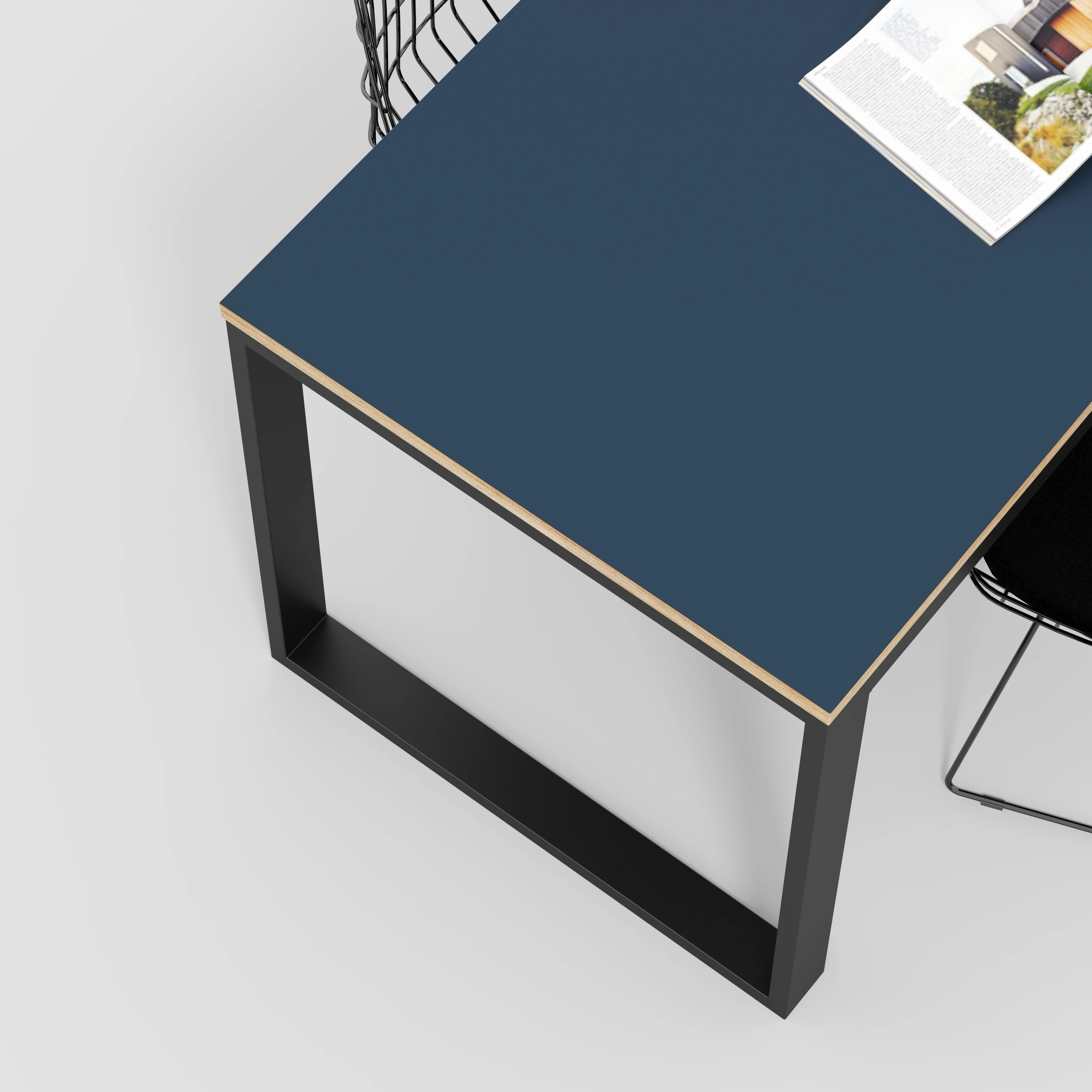 Plywood Table with Black Industrial Frame - Formica Night Sea Blue - 1200(w) x 745(d) x 735(h) - Image 3