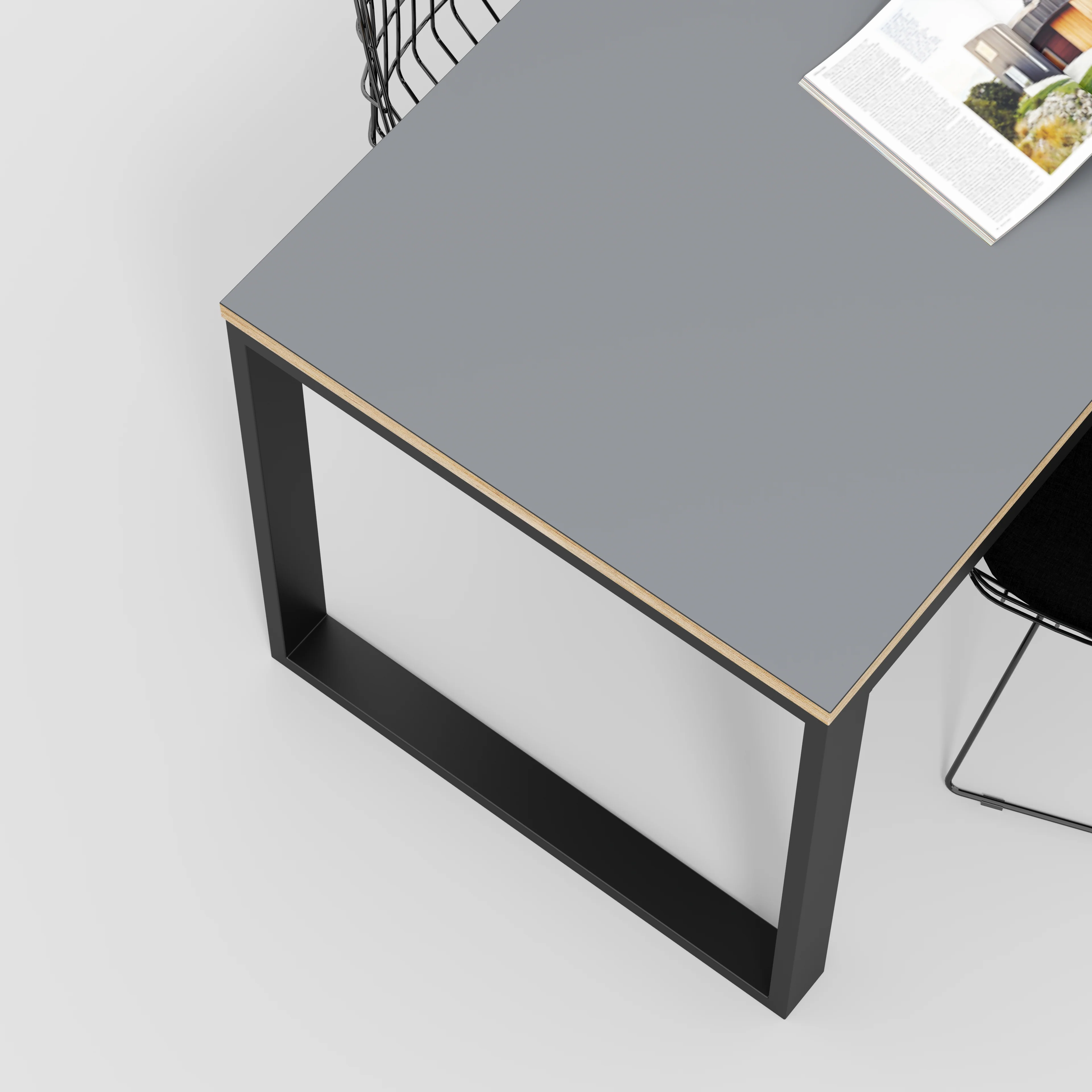Plywood Table with Black Industrial Frame - Formica Tornado Grey - 1200(w) x 745(d) x 735(h) - Image 3