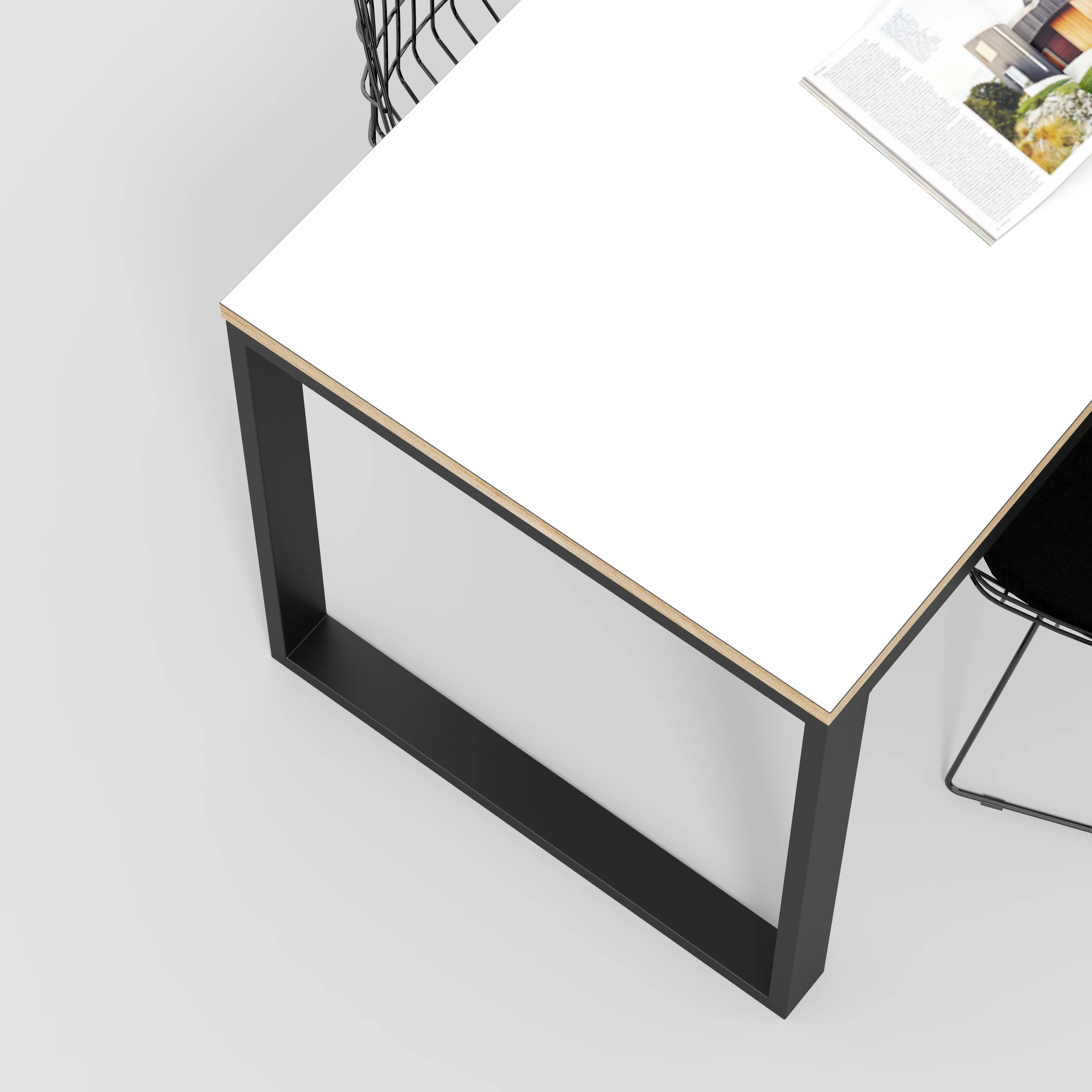 Plywood Table with Black Industrial Frame - Formica White - 1200(w) x 745(d) x 735(h) - Image 3