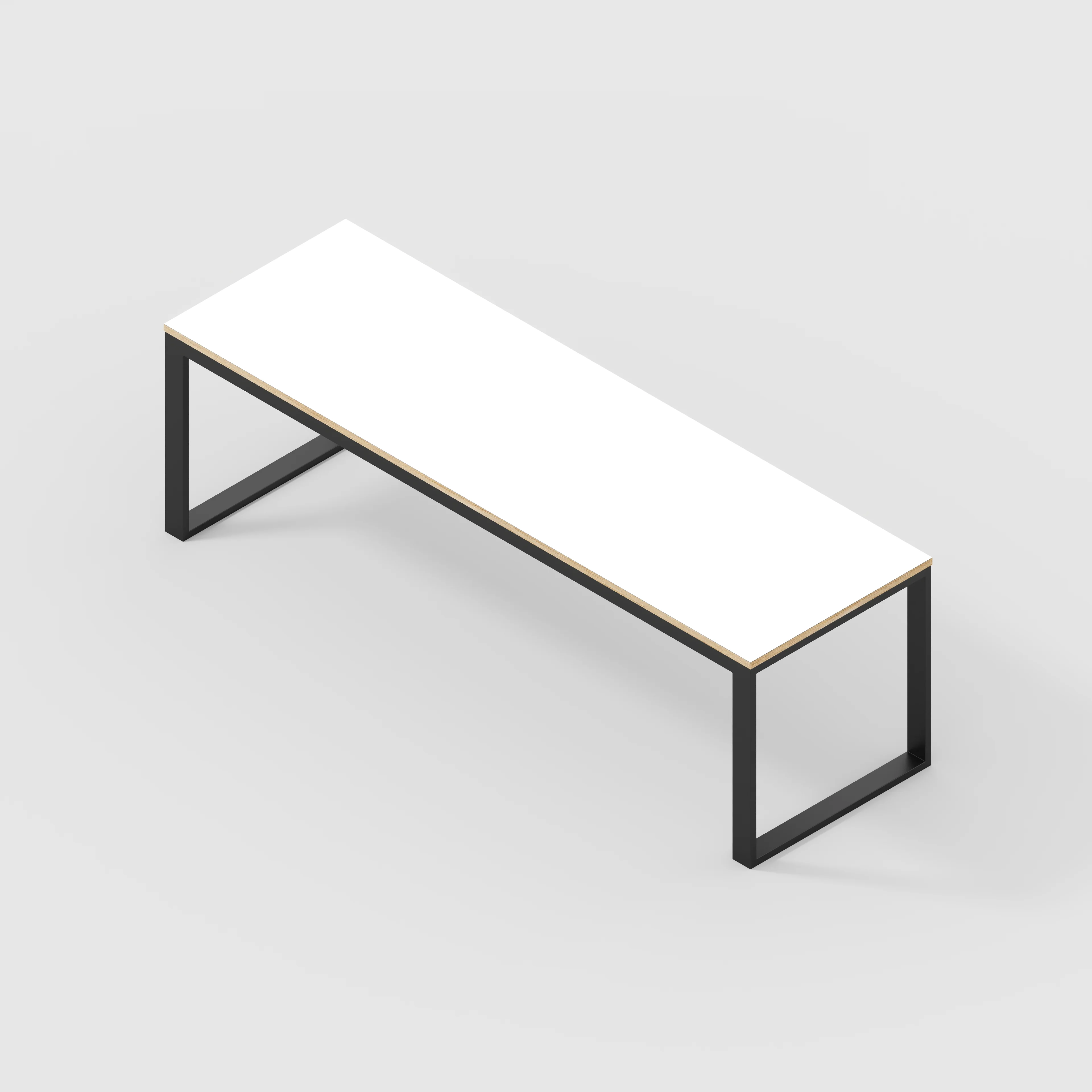 Plywood Table with Black Industrial Frame - Formica White - 2400(w) x 745(d) x 735(h) - Image 5