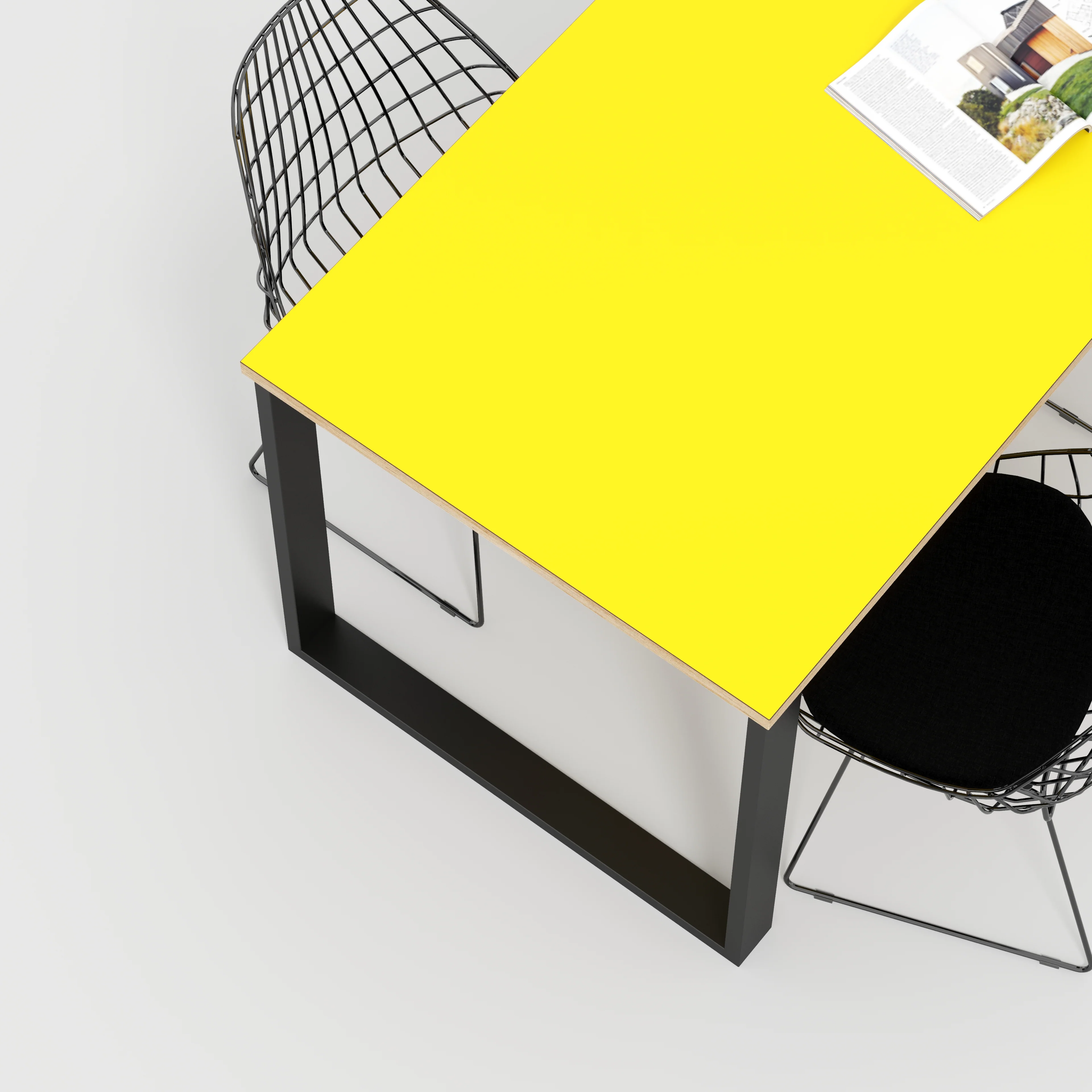 Plywood Table with Black Industrial Legs - Formica Chrome Yellow - 1600(w) x 800(d) - Image 3