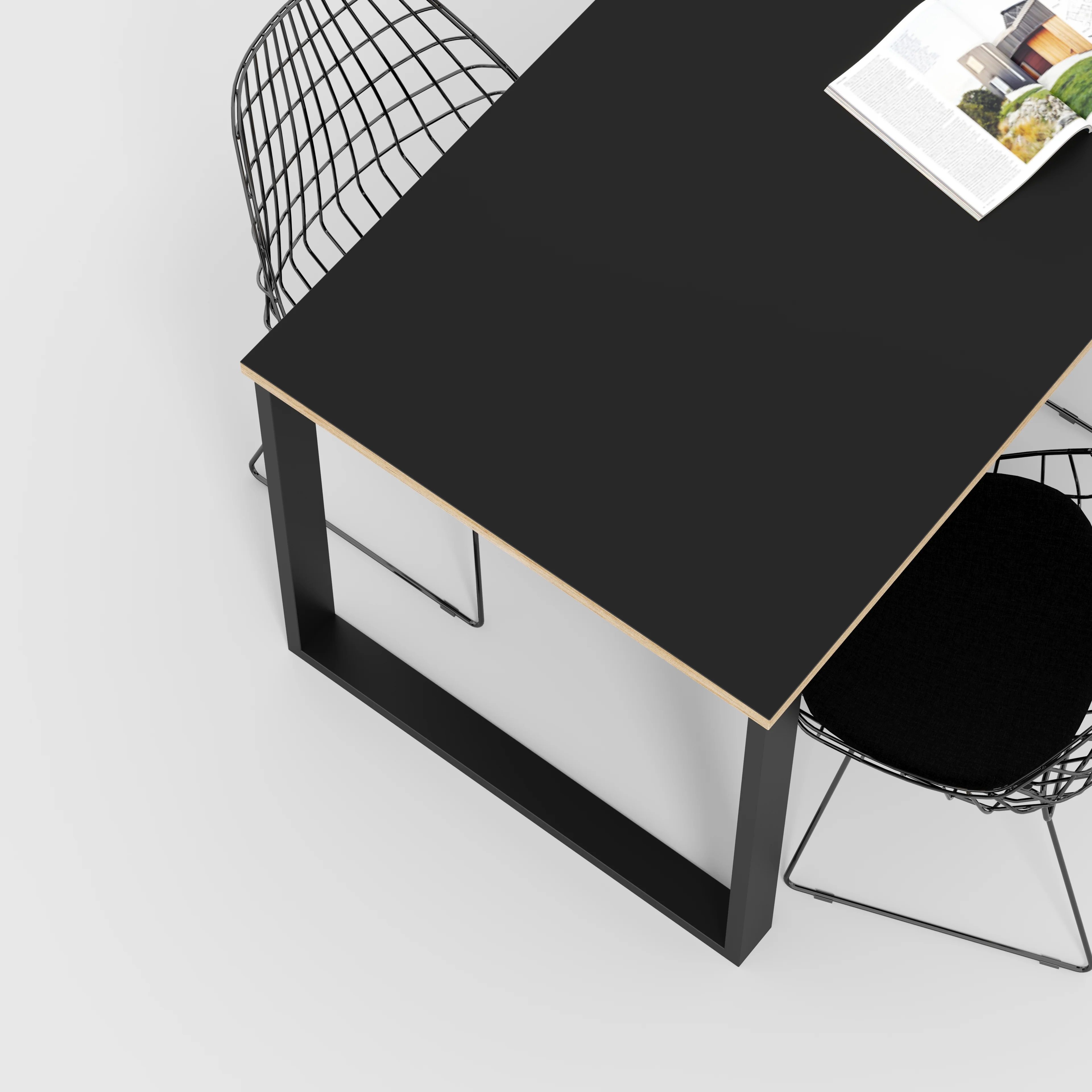 Plywood Table with Black Industrial Legs - Formica Diamond Black - 1600(w) x 800(d) - Image 3