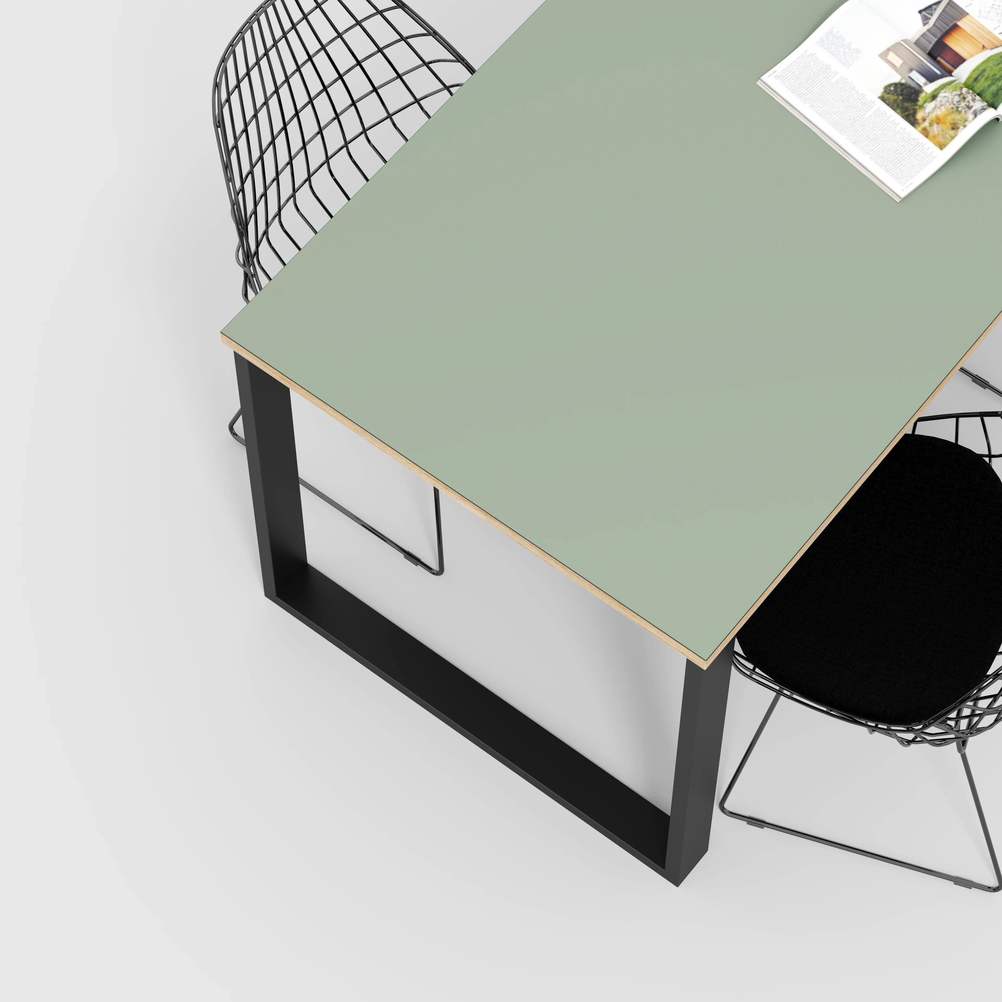 Plywood Table with Black Industrial Legs - Formica Green Slate - 1600(w) x 800(d) - Image 3