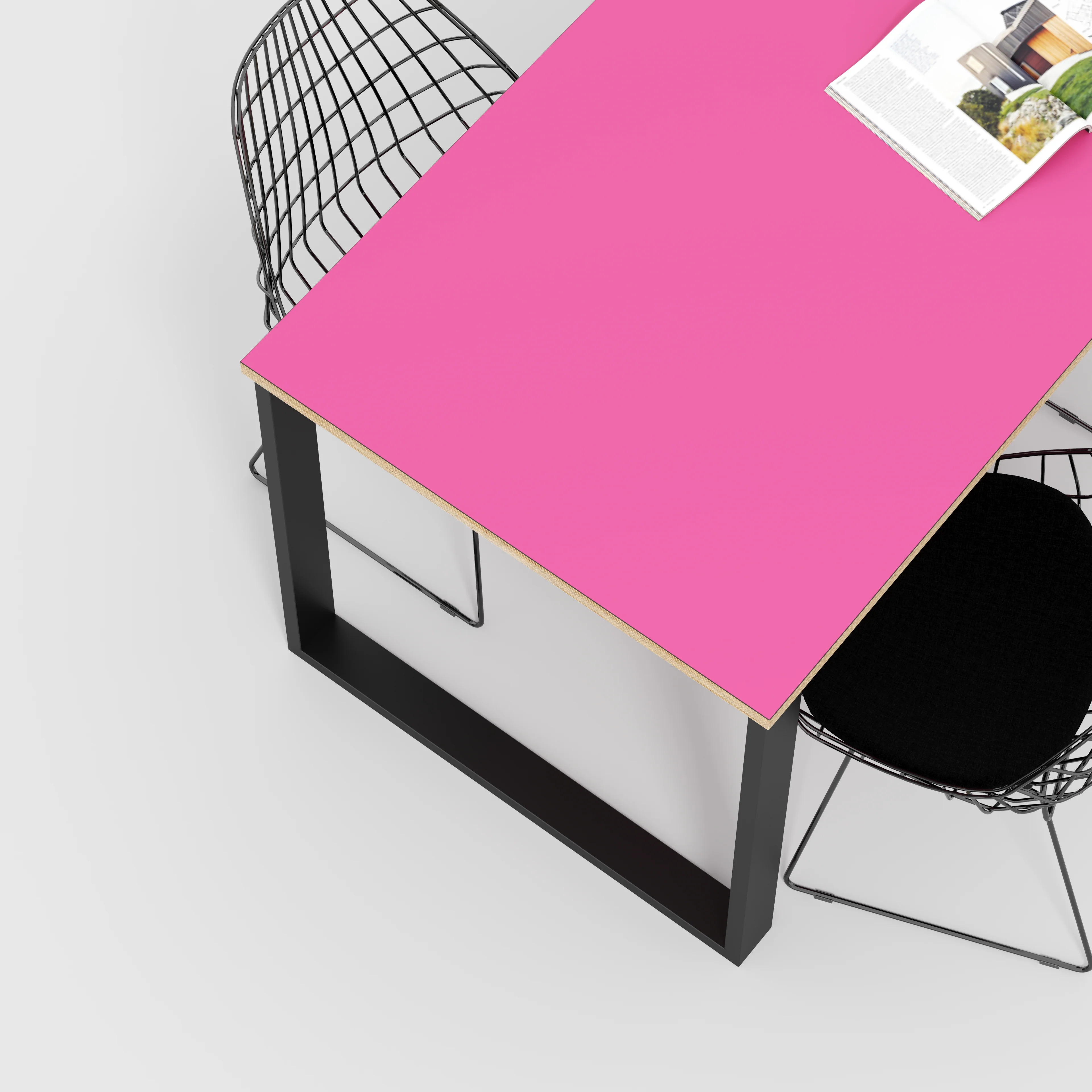 Plywood Table with Black Industrial Legs - Formica Juicy Pink - 1600(w) x 800(d) - Image 3