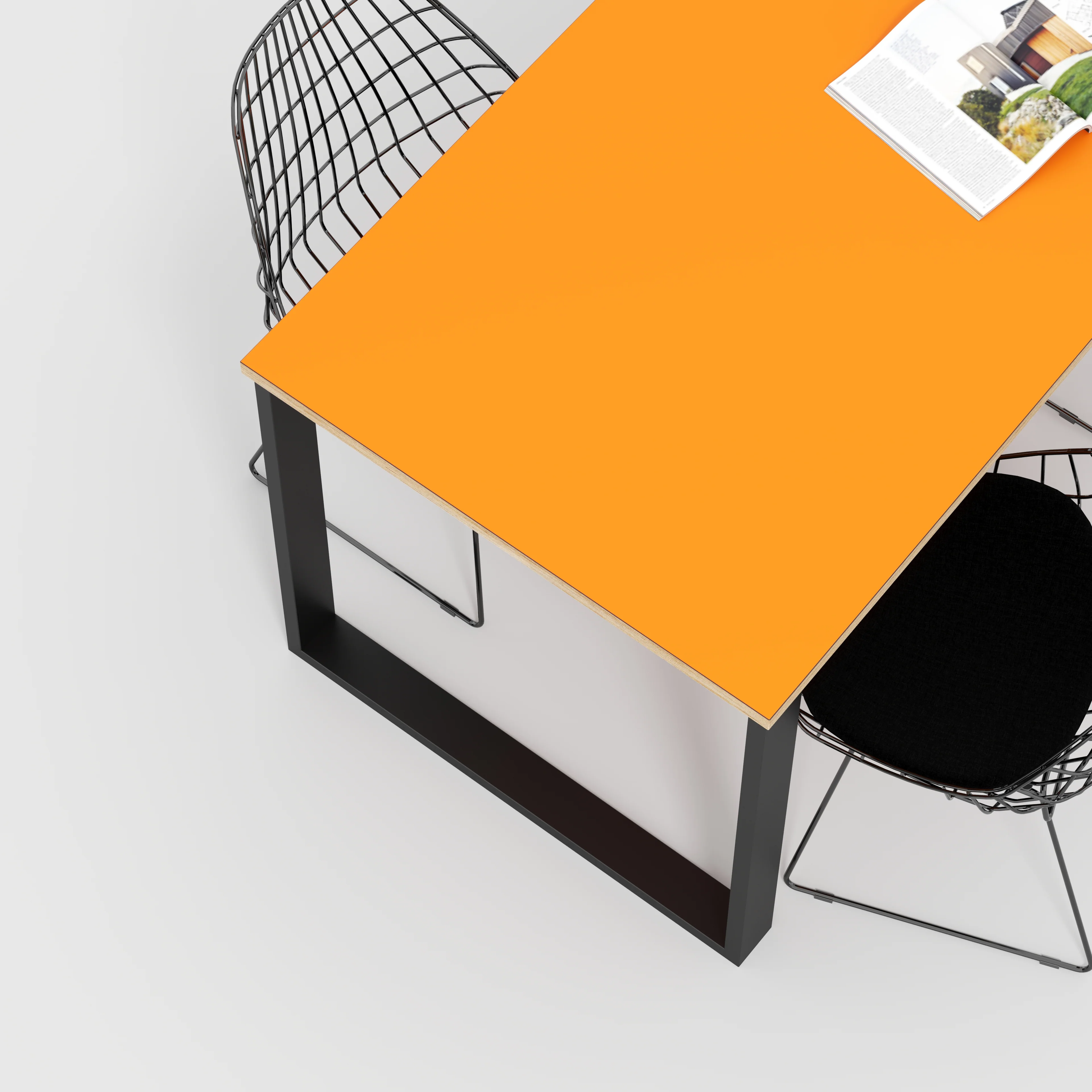 Plywood Table with Black Industrial Legs - Formica Levante Orange - 1600(w) x 800(d) - Image 3