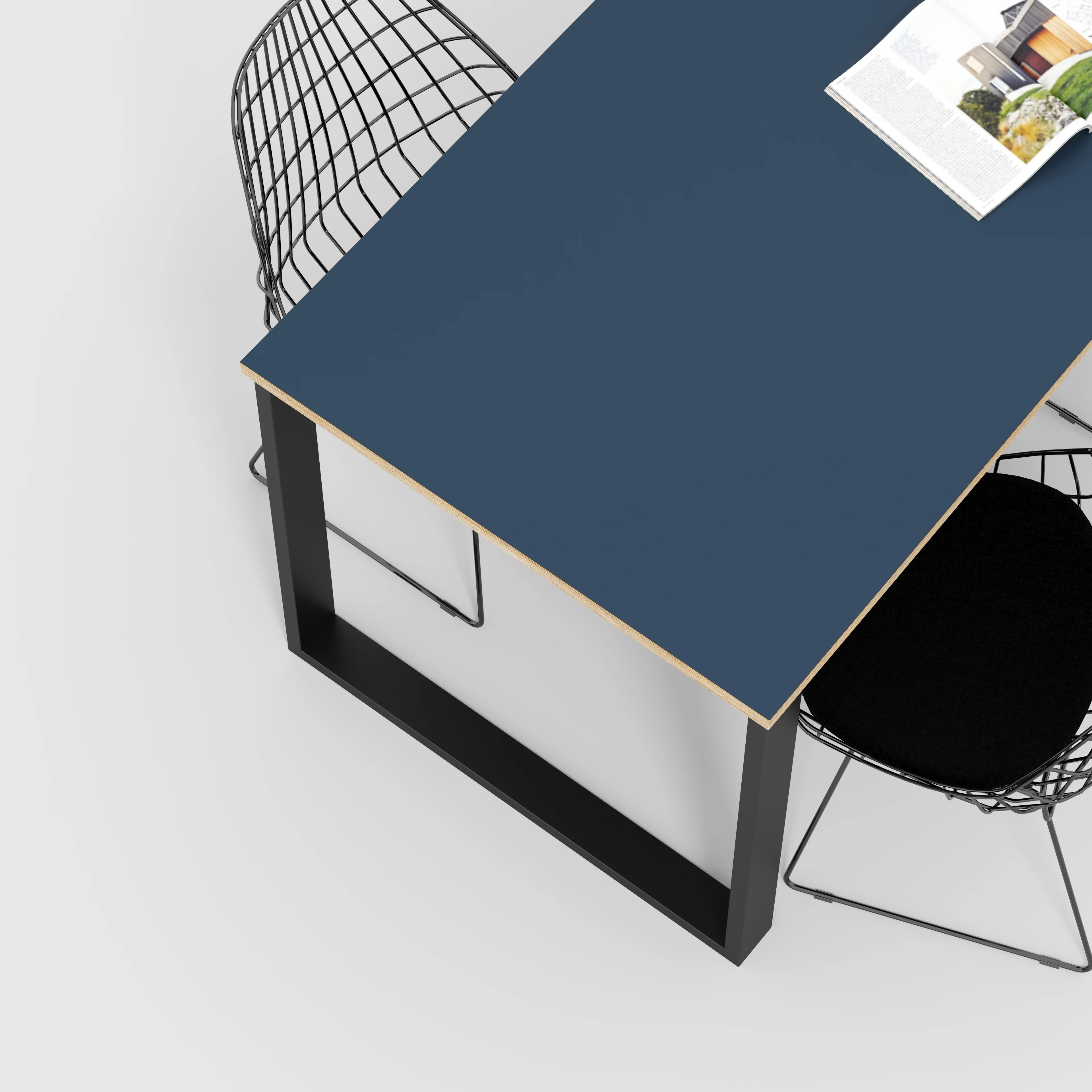 Plywood Table with Black Industrial Legs - Formica Night Sea Blue - 1600(w) x 800(d) - Image 3