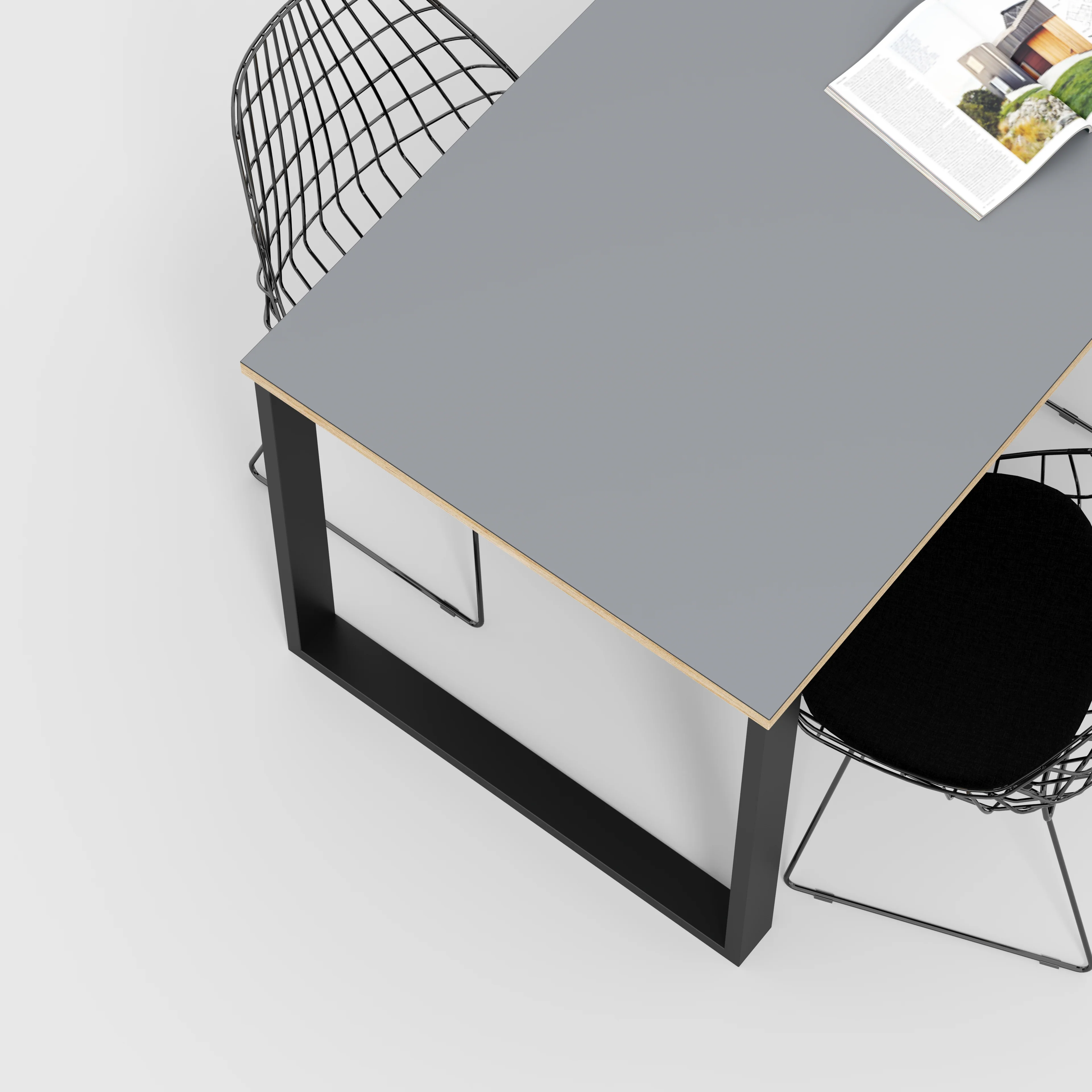 Plywood Table with Black Industrial Legs - Formica Tornado Grey - 1600(w) x 800(d) - Image 3