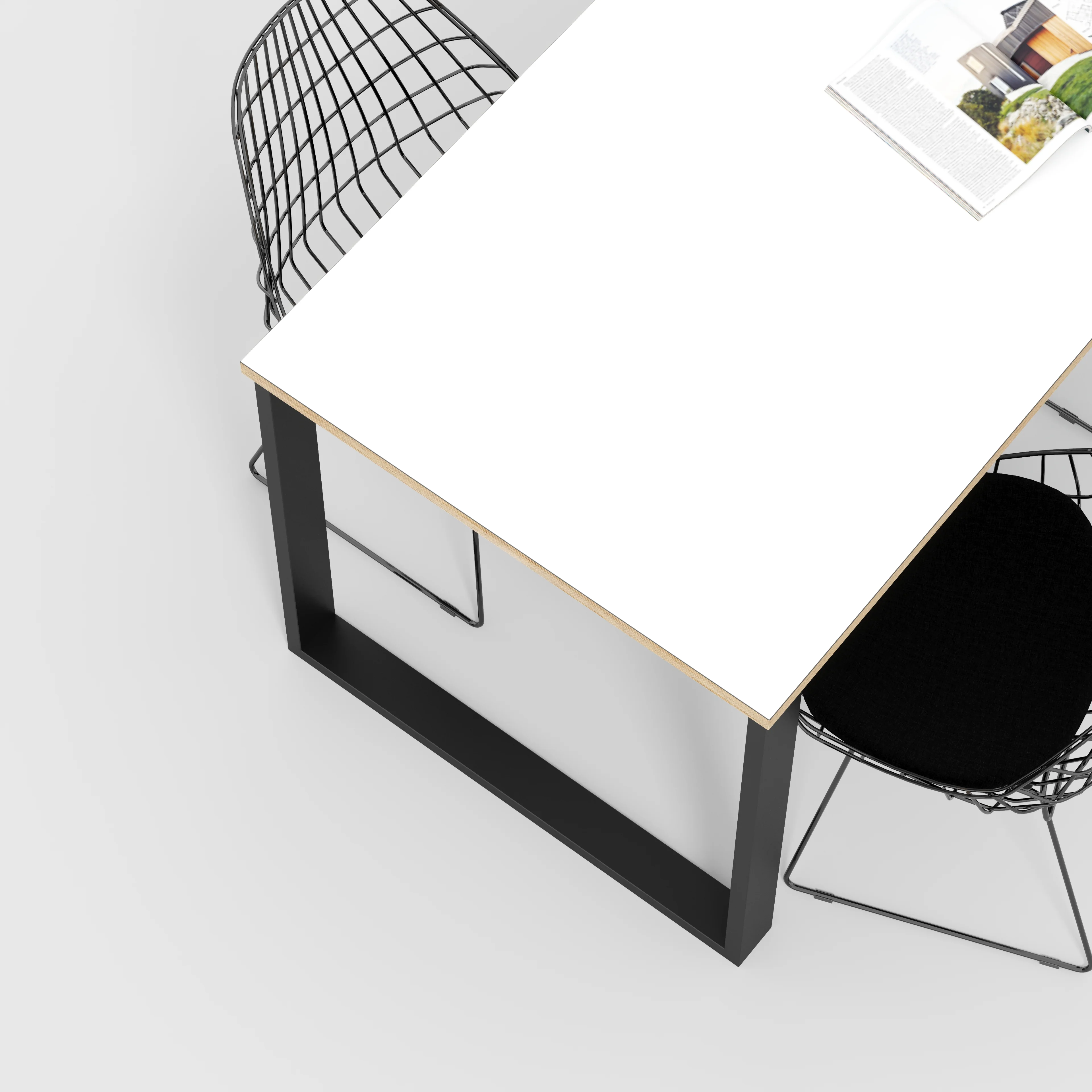 Plywood Table with Black Industrial Legs - Formica White - 1600(w) x 800(d) - Image 3