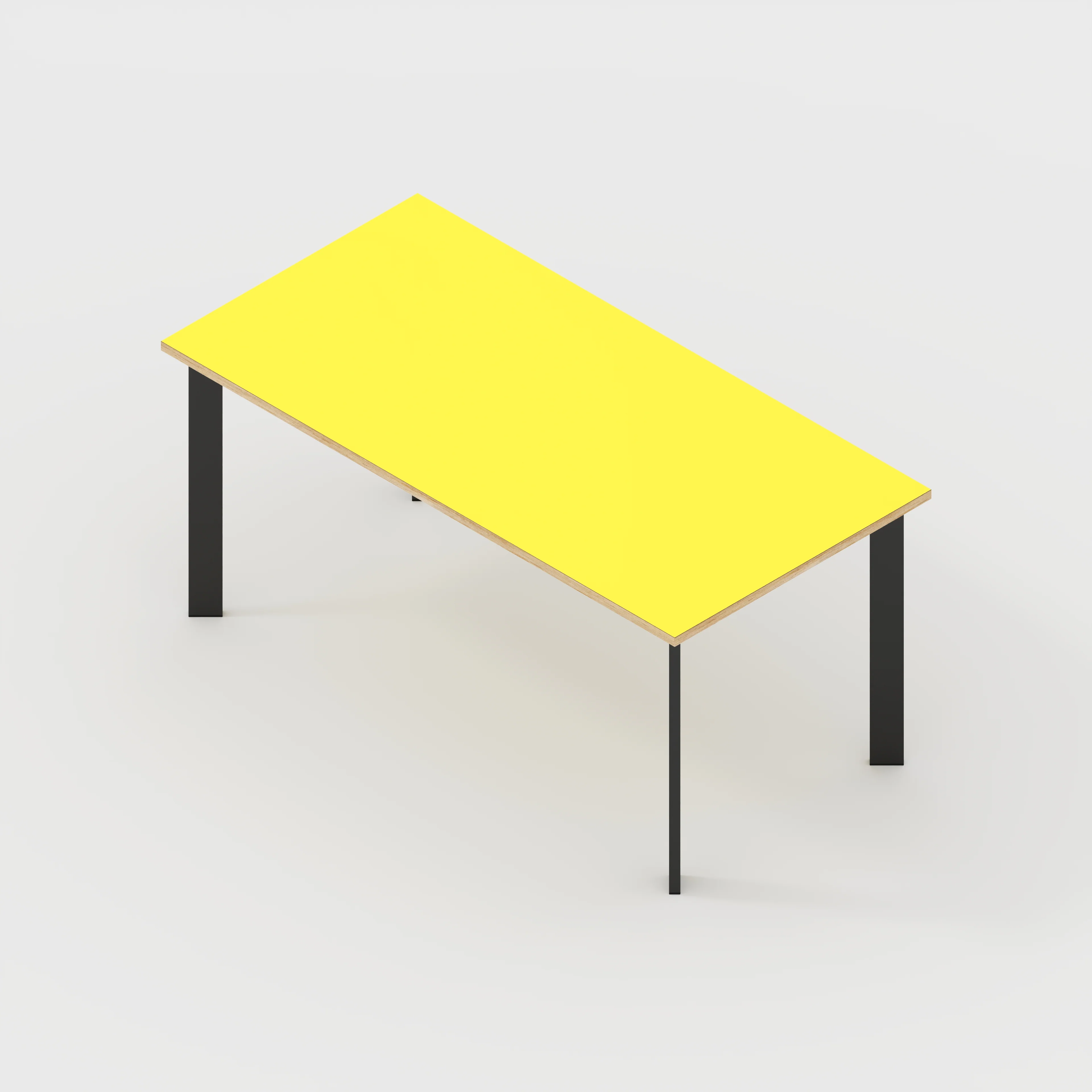Plywood Table with Black Rectangular Single Pin Legs - Formica Chrome Yellow - 1600(w) x 800(d) x 735(h) - Image 5