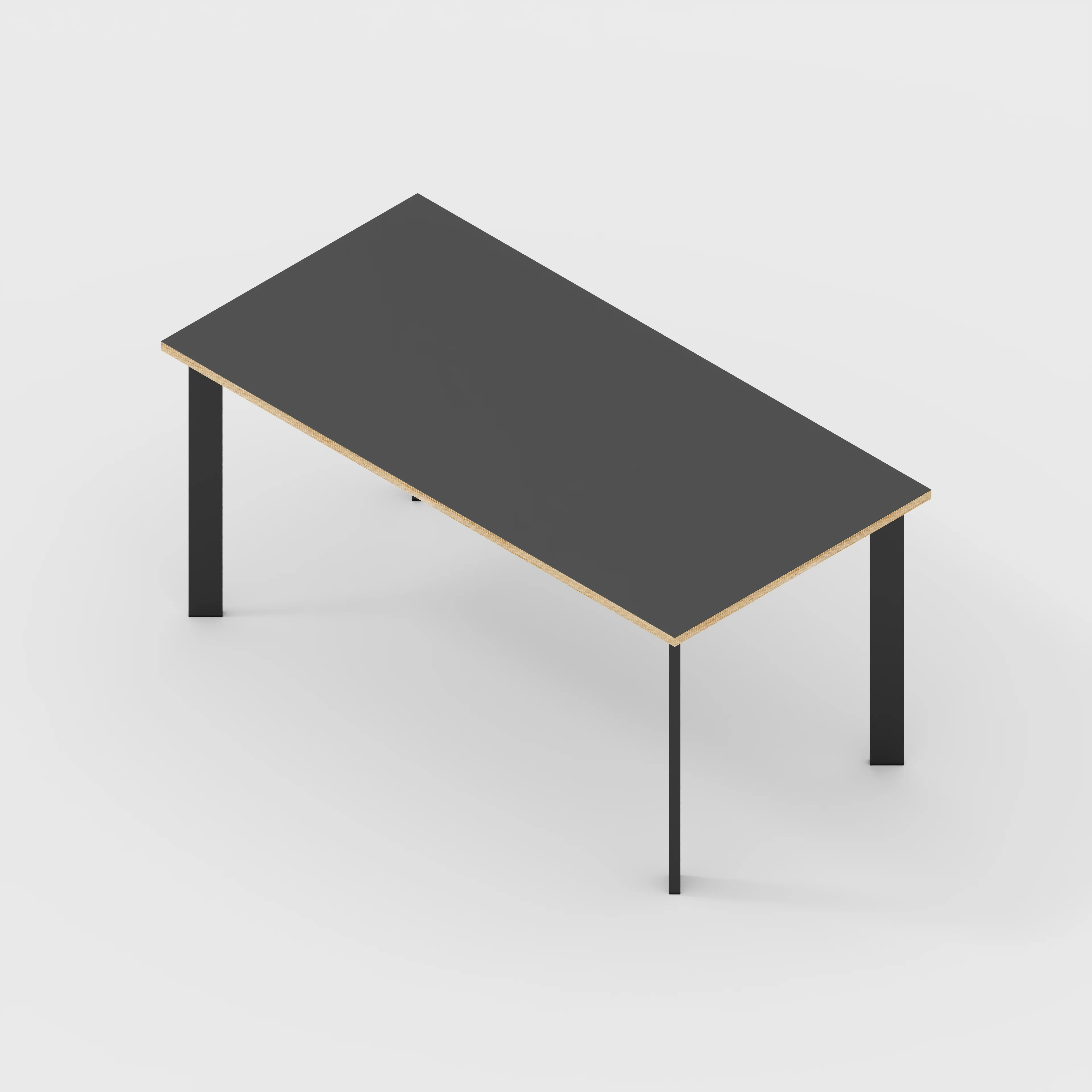 Plywood Table with Black Rectangular Single Pin Legs - Formica Diamond Black - 1600(w) x 800(d) x 735(h) - Image 5