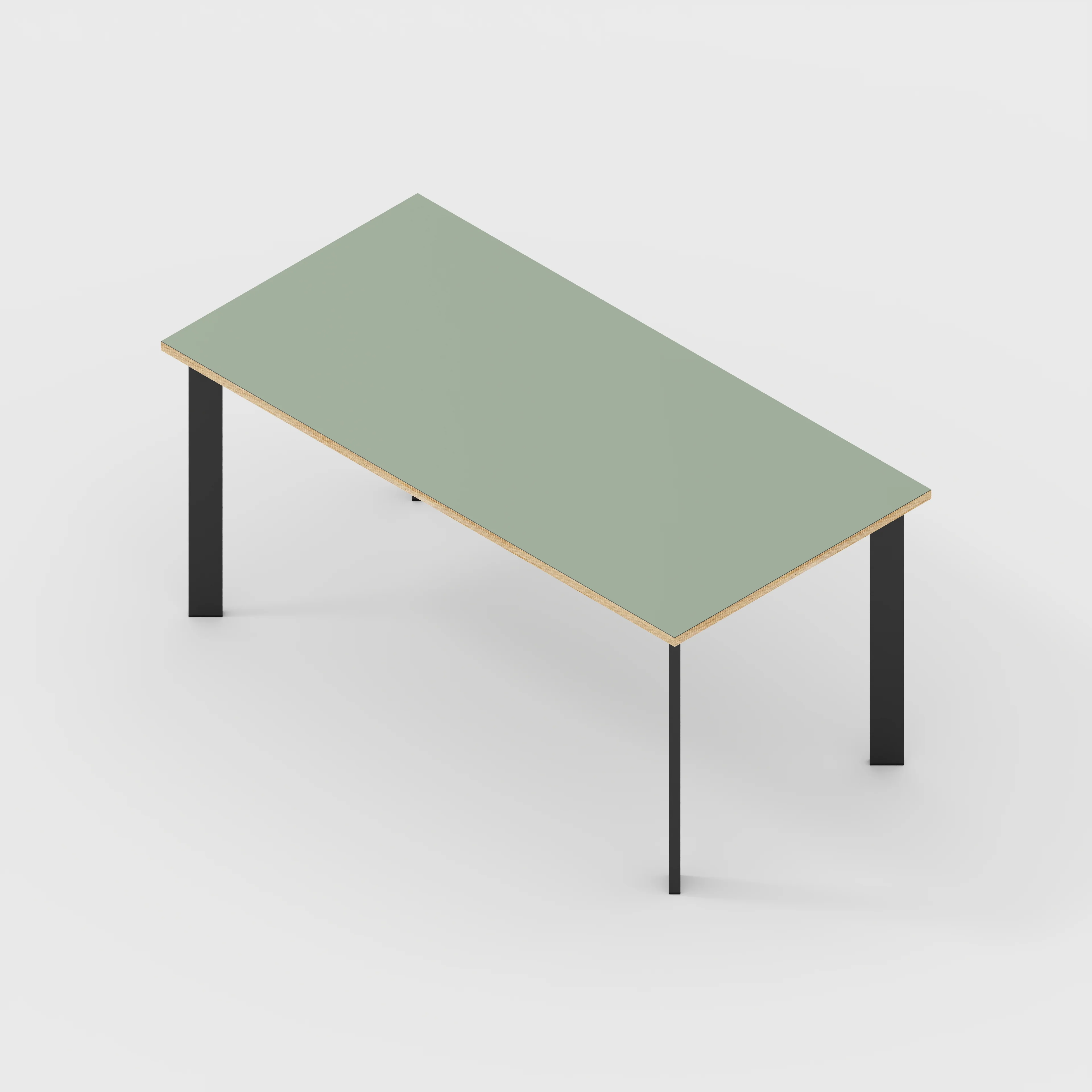 Plywood Table with Black Rectangular Single Pin Legs - Formica Green Slate - 1600(w) x 800(d) x 735(h) - Image 5