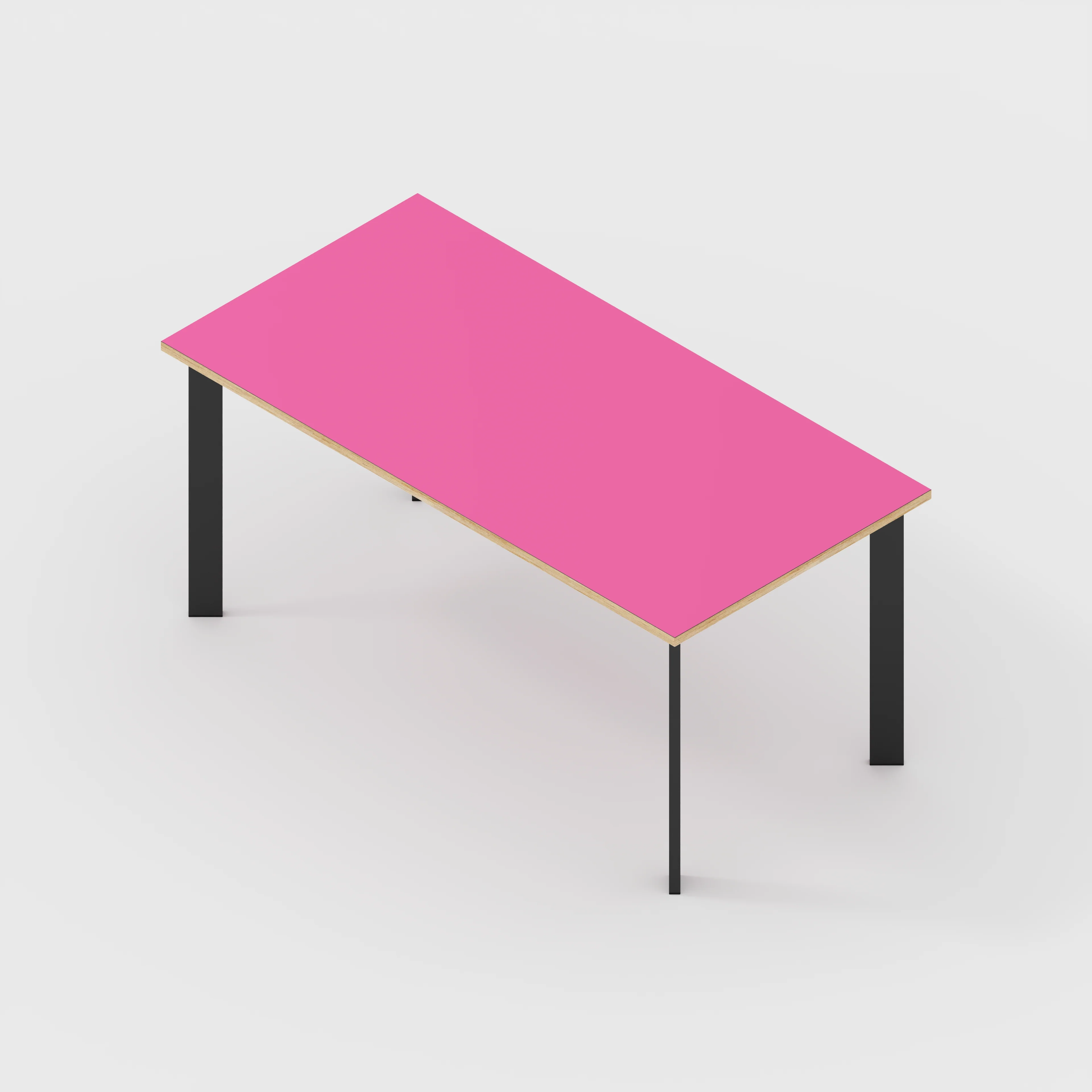 Plywood Table with Black Rectangular Single Pin Legs - Formica Juicy Pink - 1600(w) x 800(d) x 735(h) - Image 5