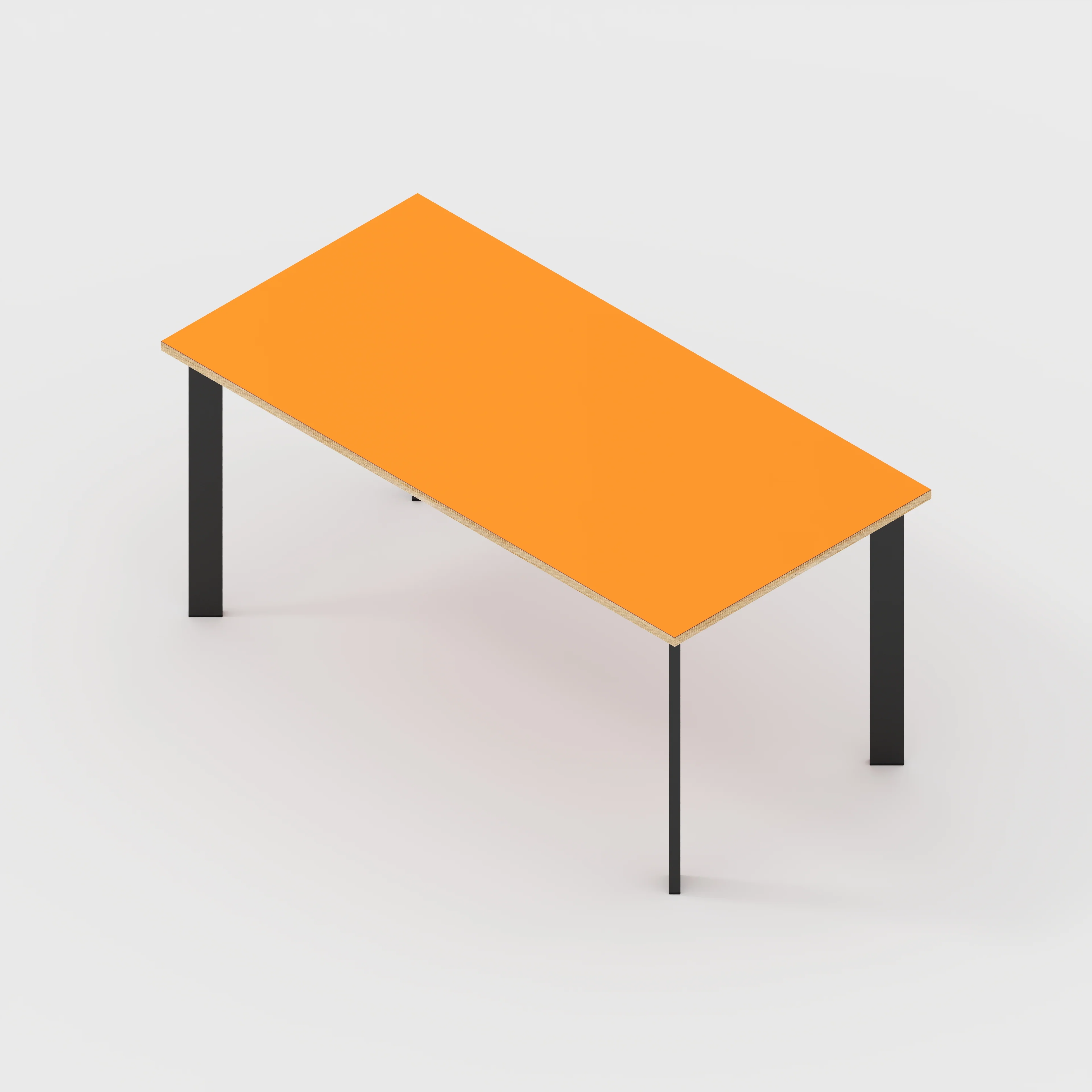 Plywood Table with Black Rectangular Single Pin Legs - Formica Levante Orange - 1600(w) x 800(d) x 735(h) - Image 5