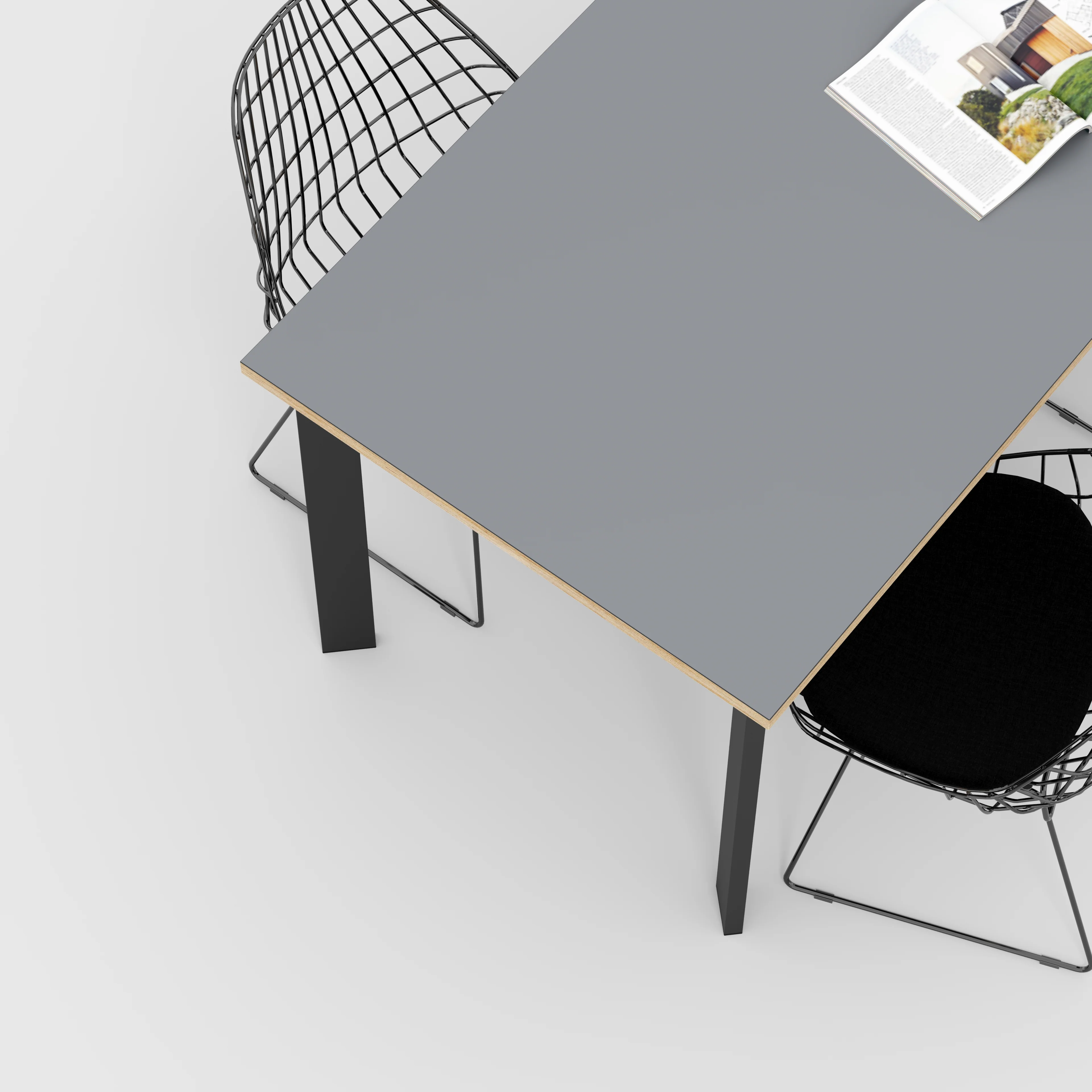 Plywood Table with Black Rectangular Single Pin Legs - Formica Tornado Grey - 1600(w) x 800(d) x 735(h) - Image 3