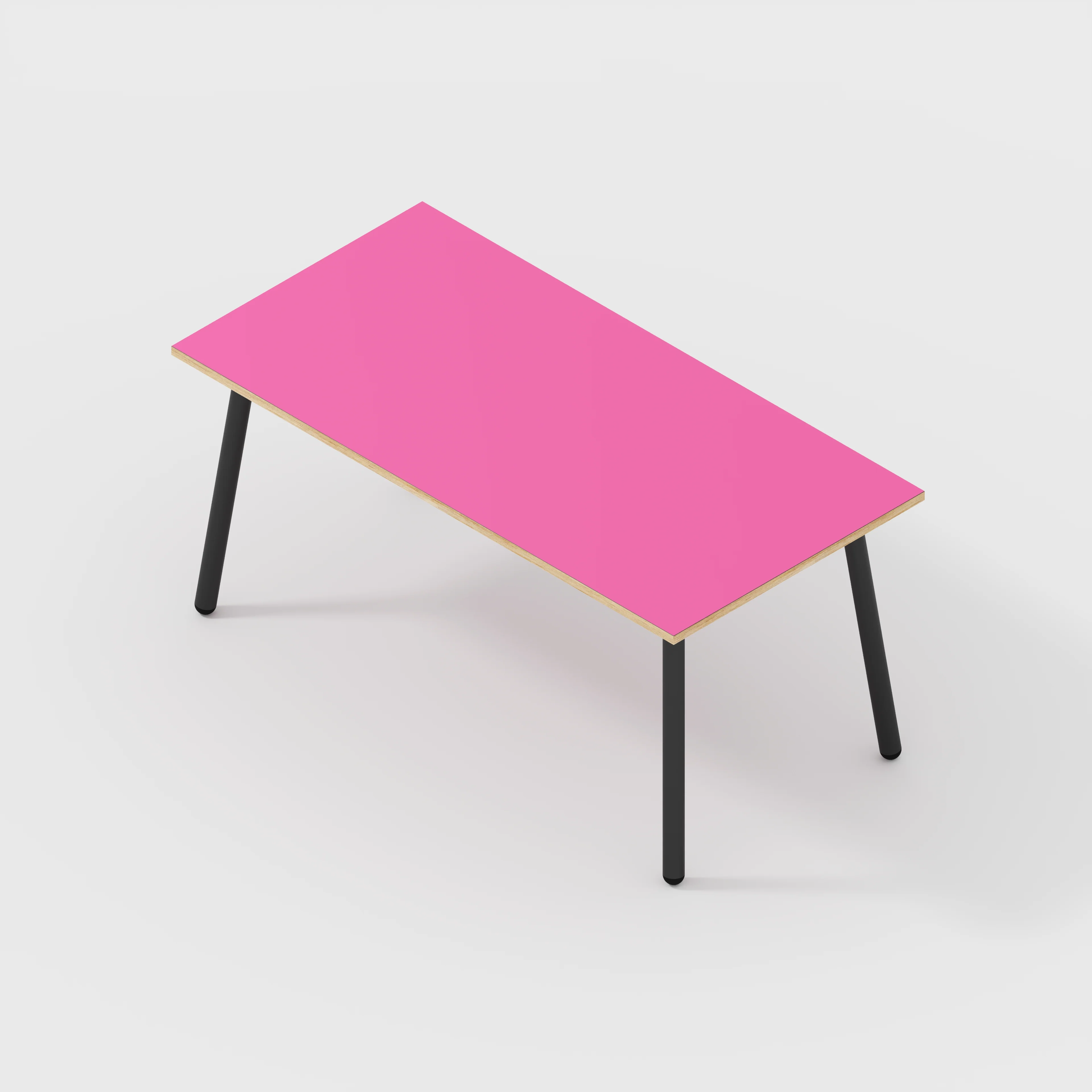 Plywood Table with Black Round Single Pin Legs - Formica Juicy Pink - 1600(w) x 800(d) x 735(h) - Image 5