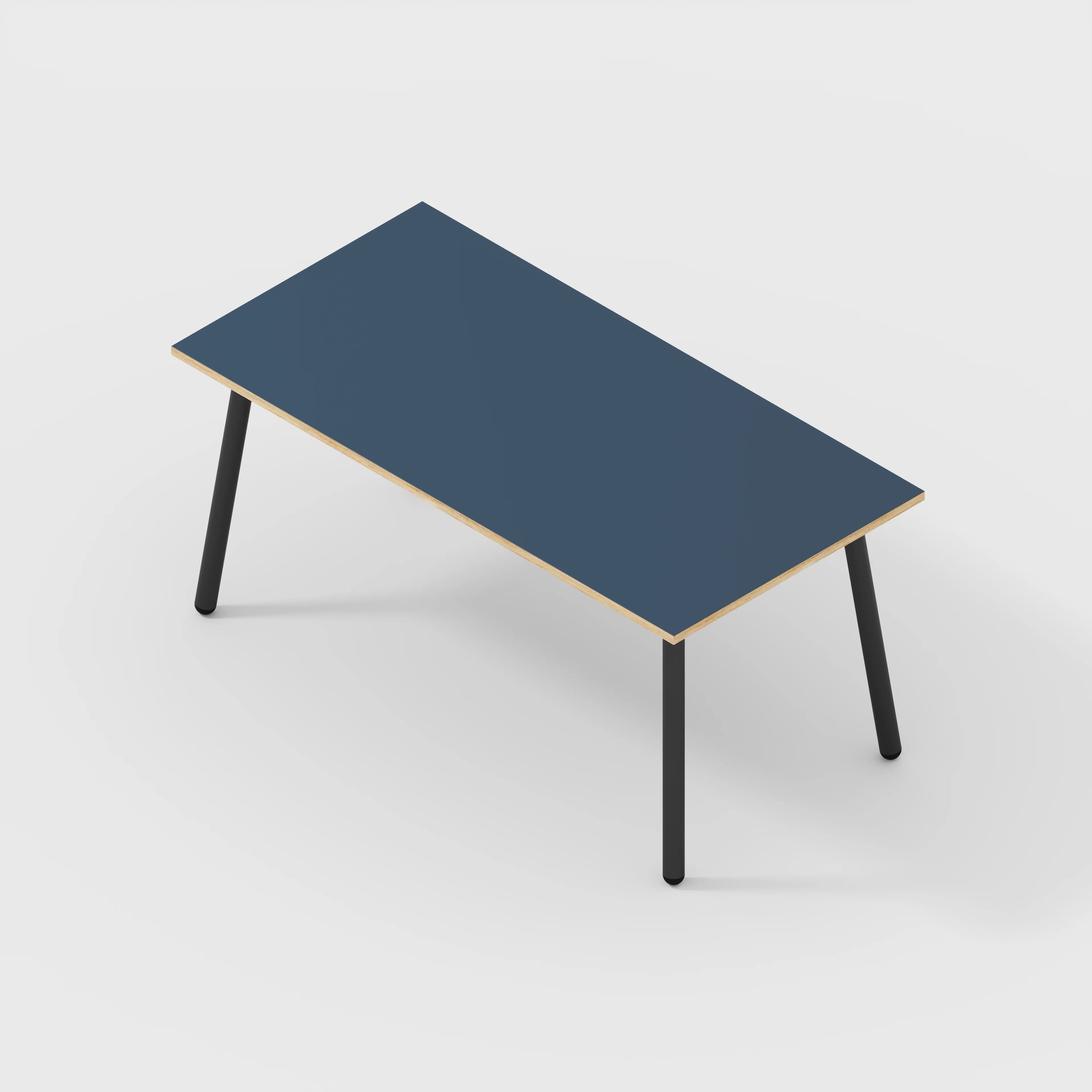 Plywood Table with Black Round Single Pin Legs - Formica Night Sea Blue - 1600(w) x 800(d) x 735(h) - Image 5