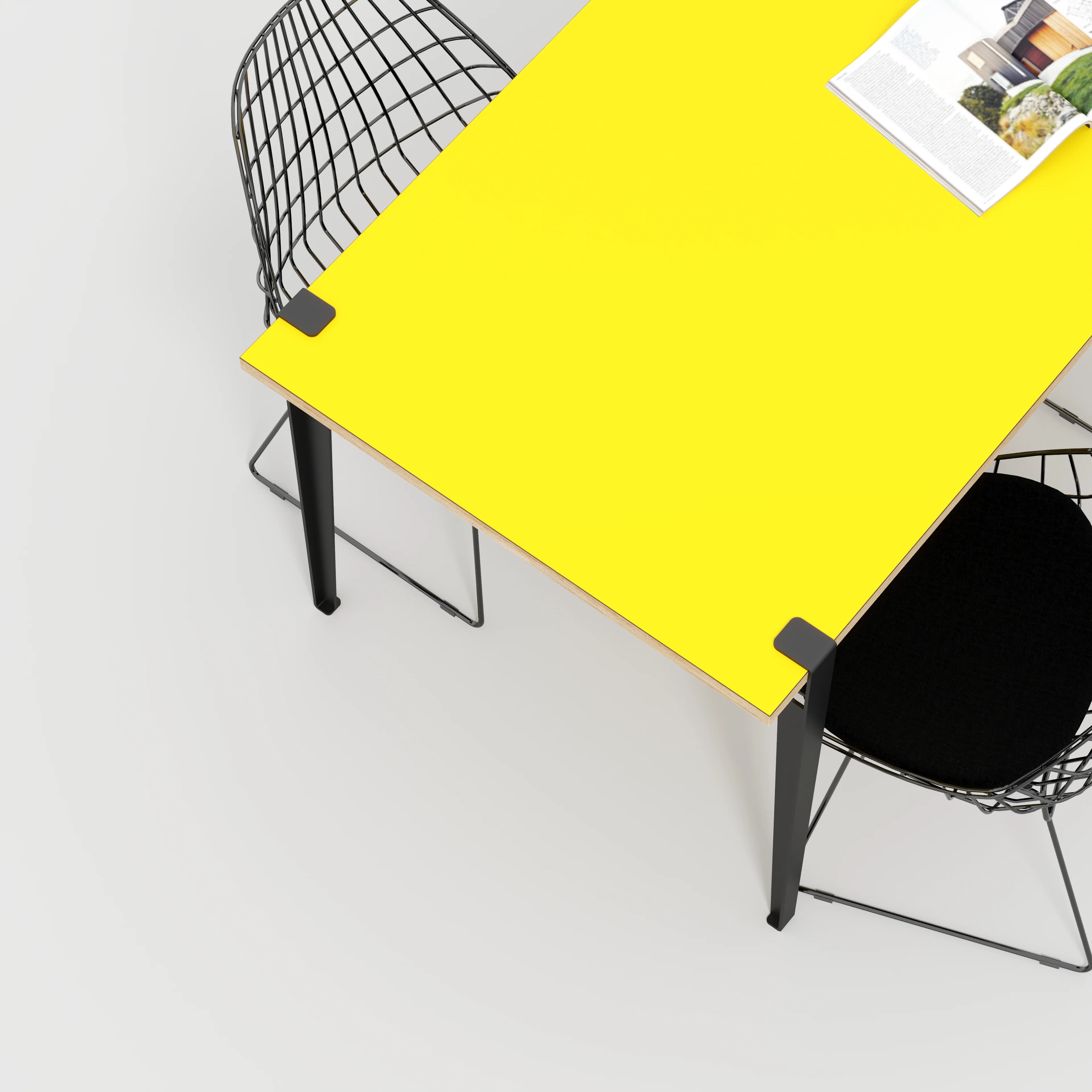 Plywood Table with Black Tiptoe Legs - Formica Chrome Yellow - 1600(w) x 800(d) x 750(h) - Image 3