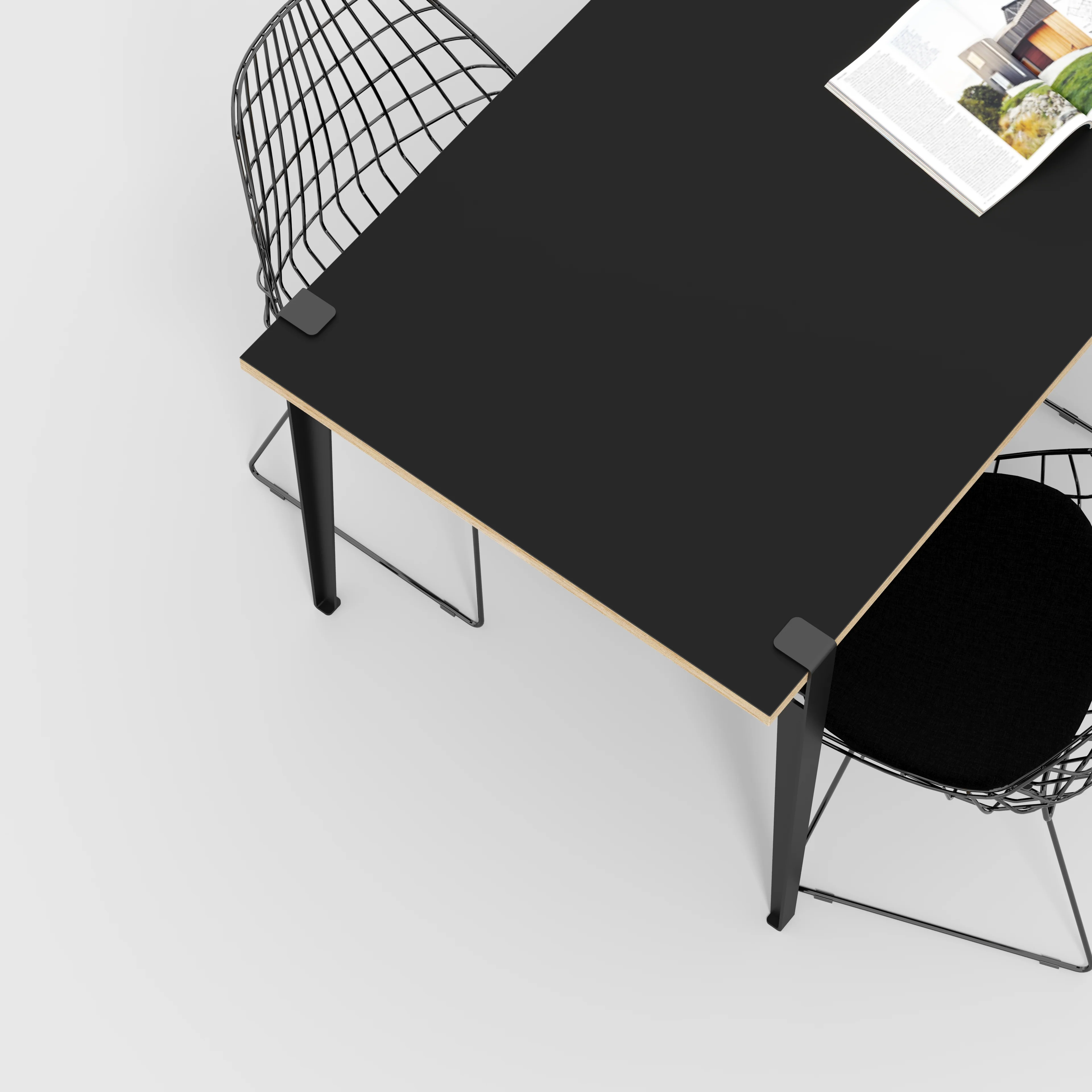Plywood Table with Black Tiptoe Legs - Formica Diamond Black - 1600(w) x 800(d) x 750(h) - Image 3