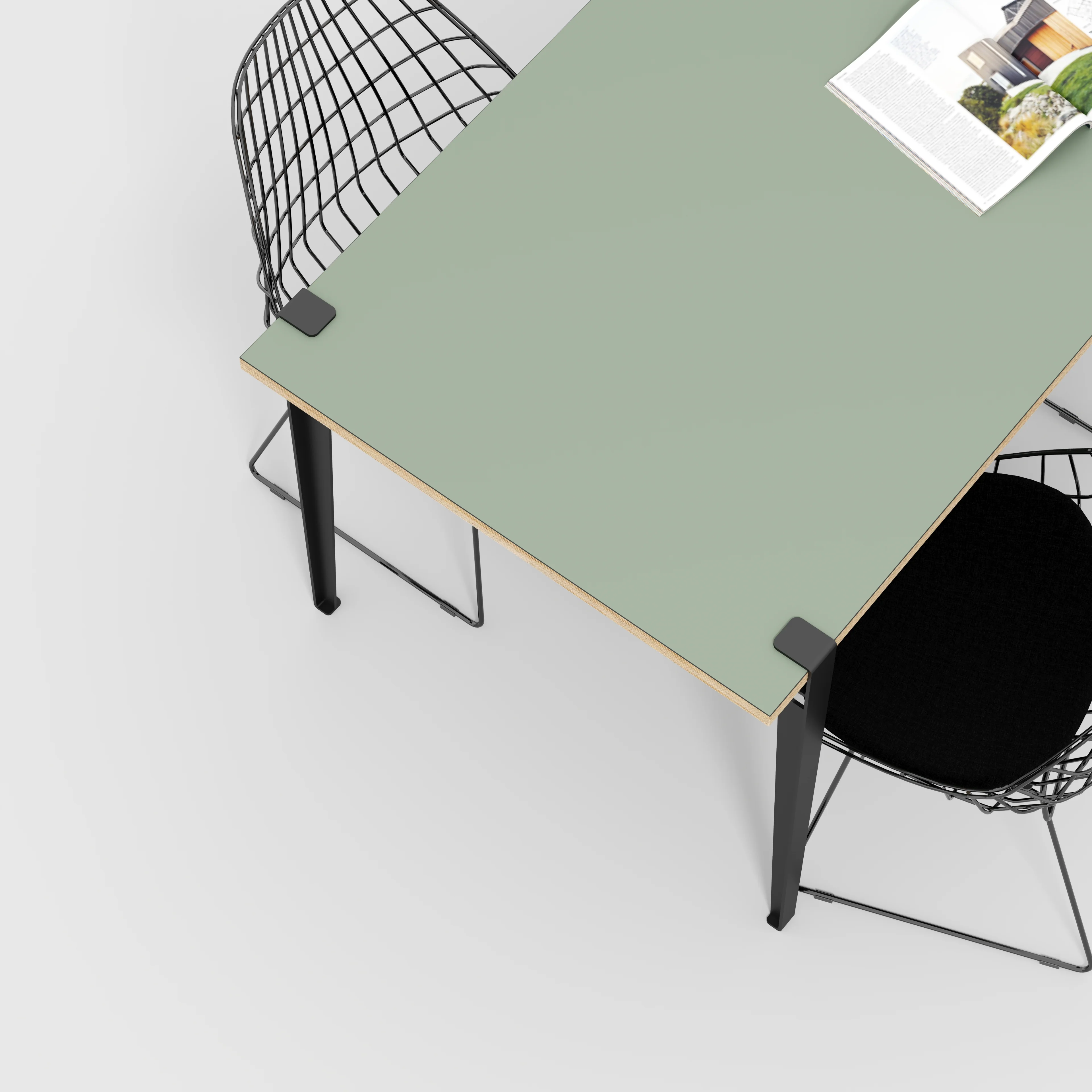 Plywood Table with Black Tiptoe Legs - Formica Green Slate - 1600(w) x 800(d) x 750(h) - Image 3
