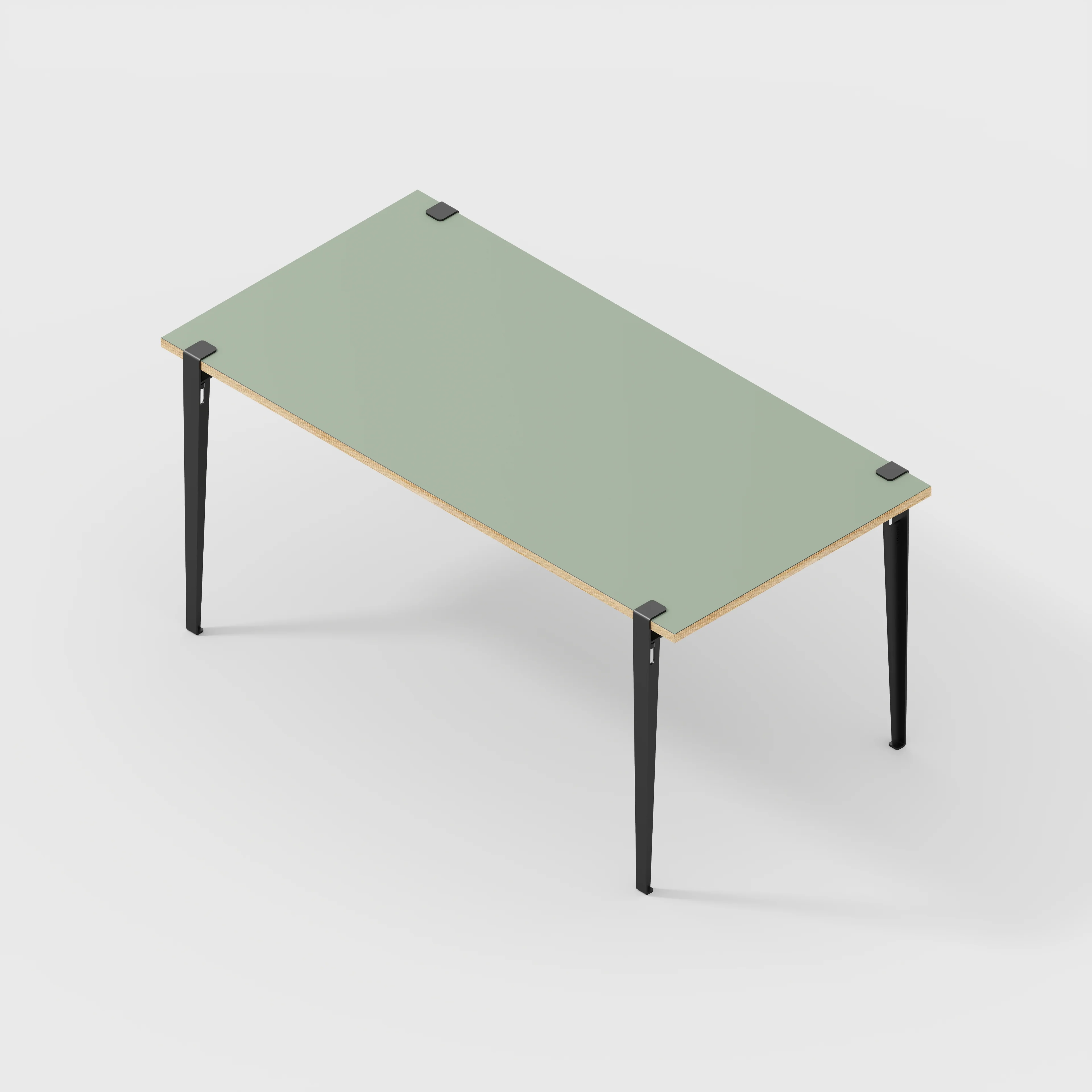 Plywood Table with Black Tiptoe Legs - Formica Green Slate - 1600(w) x 800(d) x 750(h) - Image 5