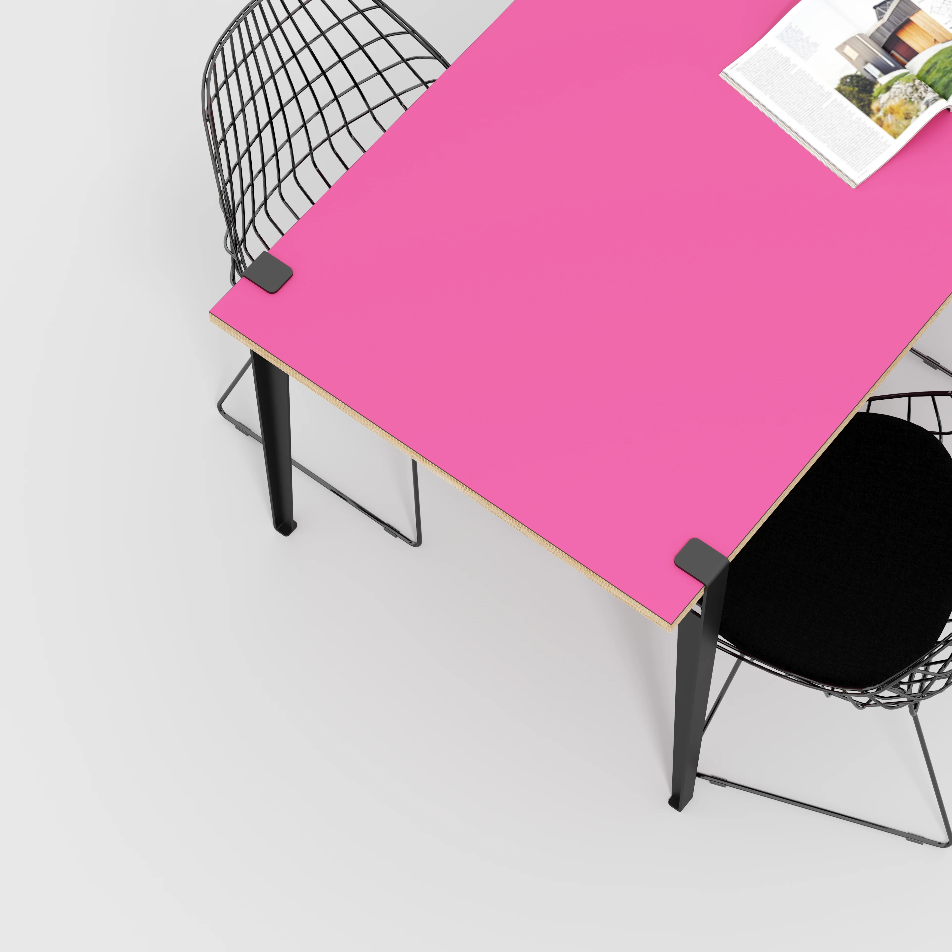 Plywood Table with Black Tiptoe Legs - Formica Juicy Pink - 1600(w) x 800(d) x 750(h) - Image 3