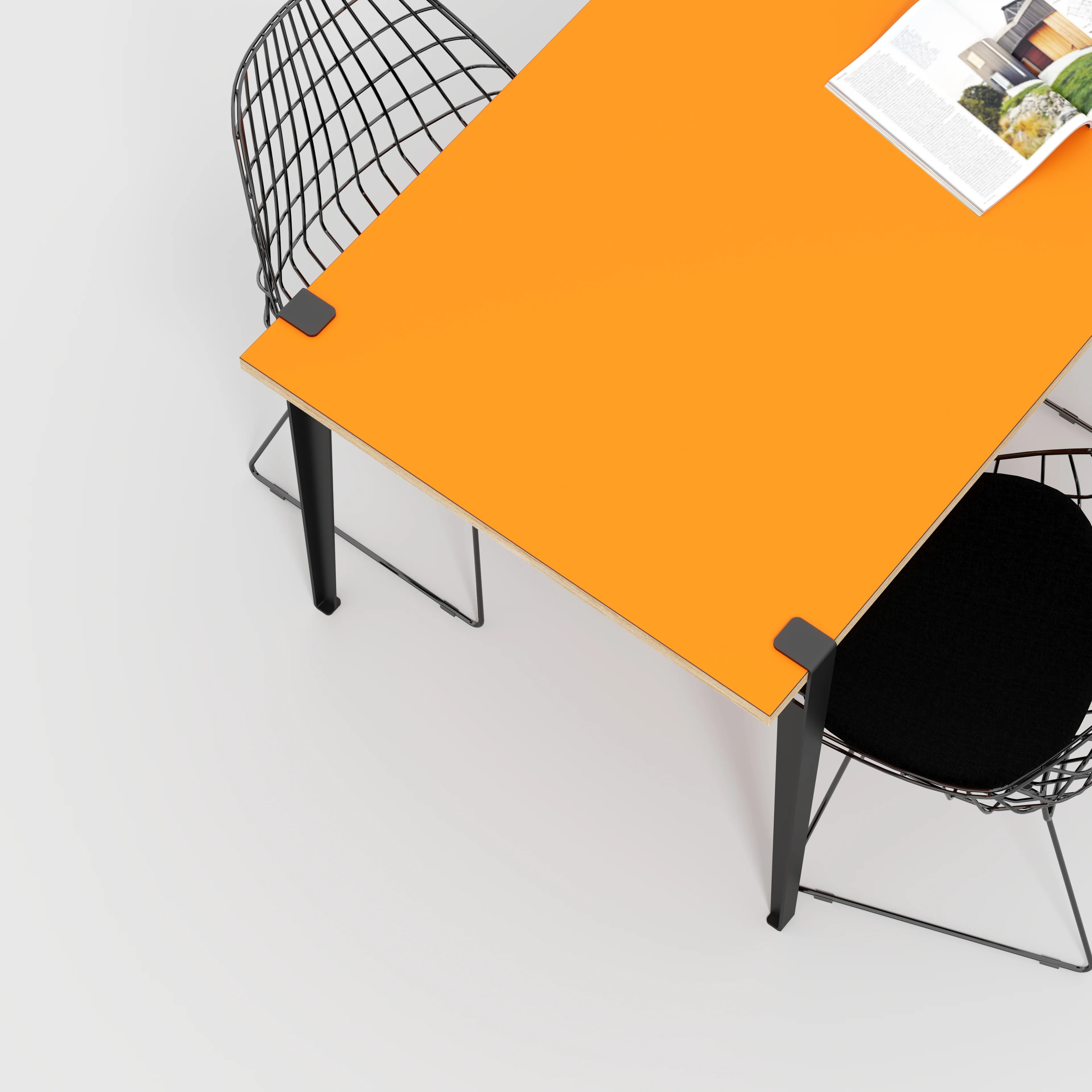 Plywood Table with Black Tiptoe Legs - Formica Levante Orange - 1600(w) x 800(d) x 750(h) - Image 3