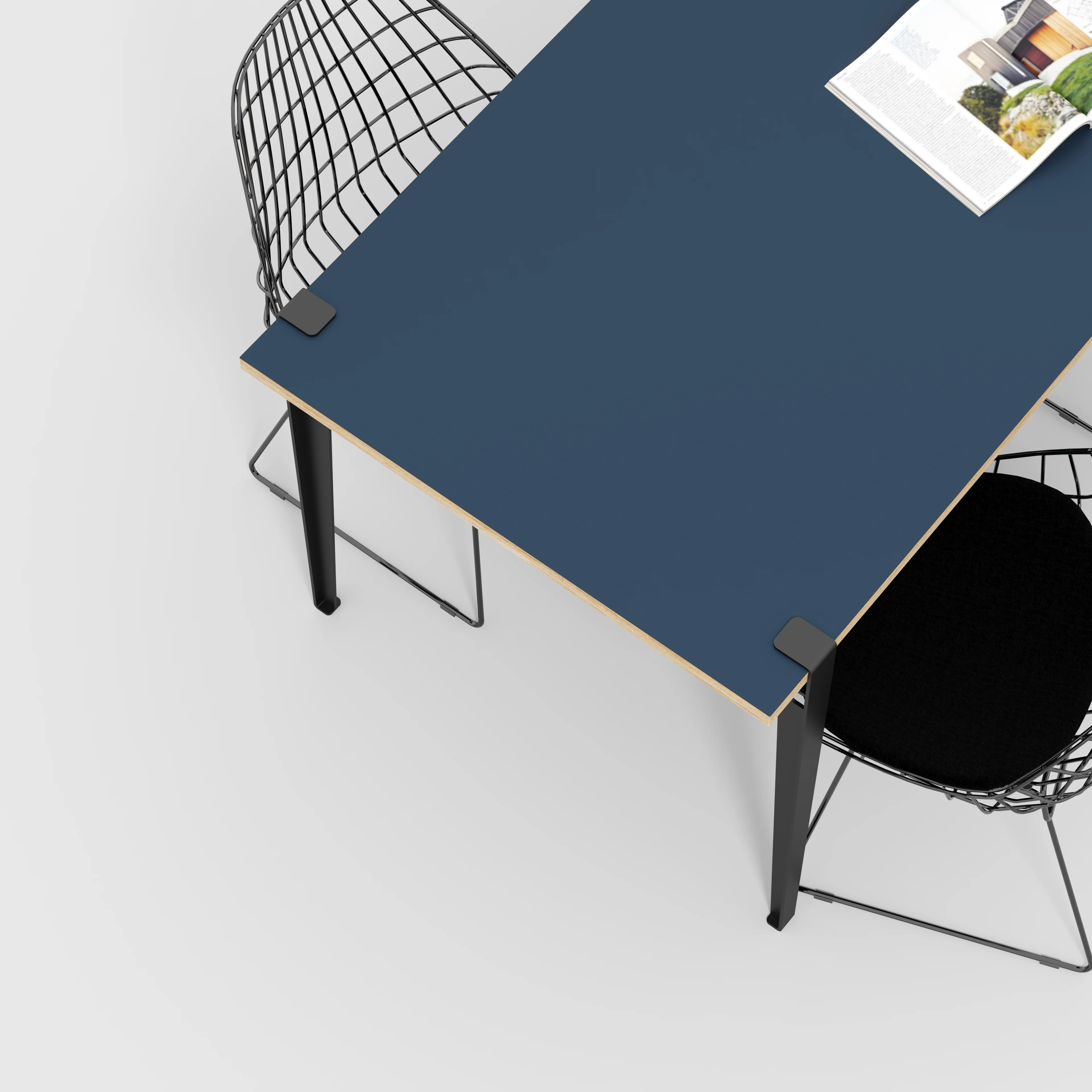 Plywood Table with Black Tiptoe Legs - Formica Night Sea Blue - 1600(w) x 800(d) x 750(h) - Image 3