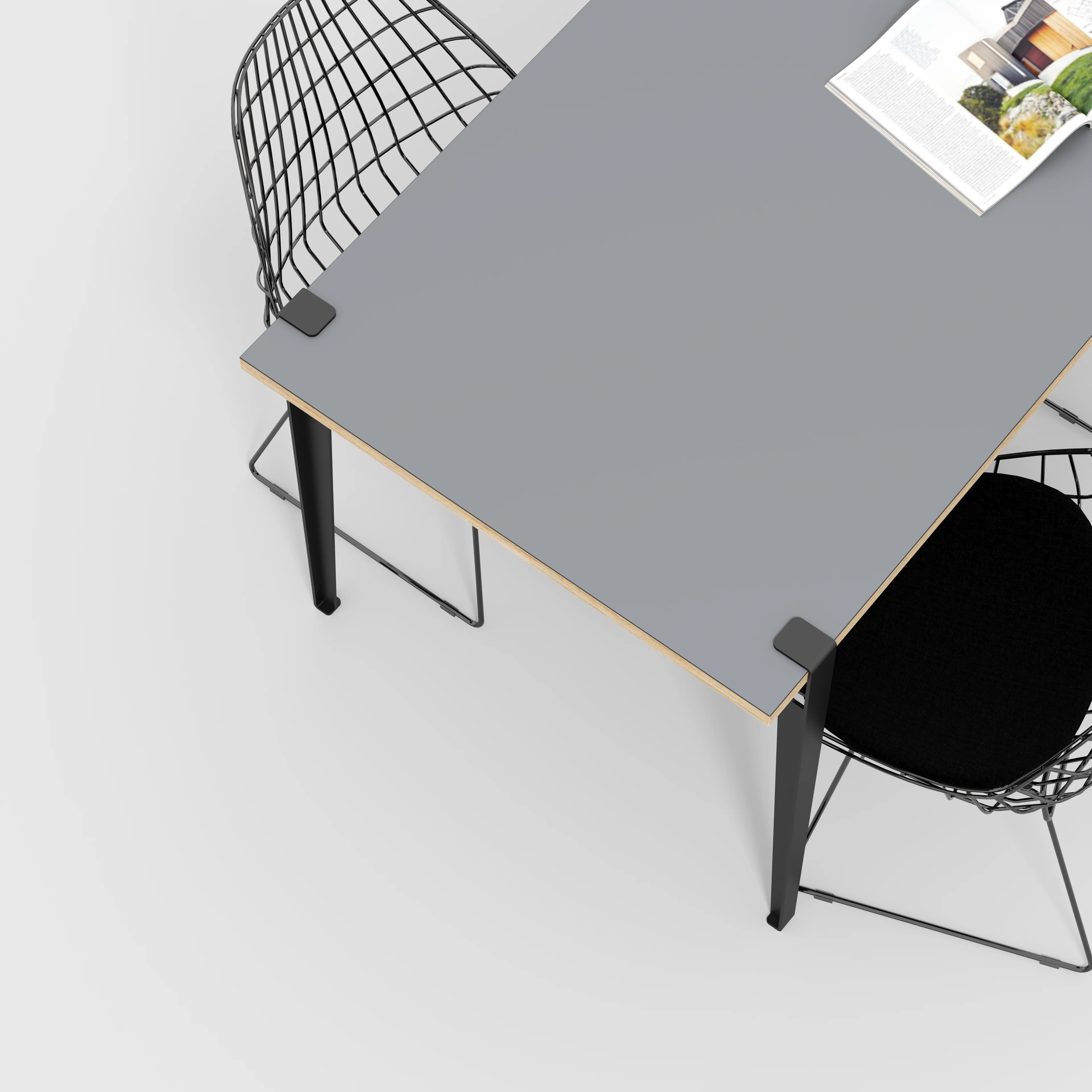 Plywood Table with Black Tiptoe Legs - Formica Tornado Grey- 1600(w) x 800(d) x 750(h) - Image 3