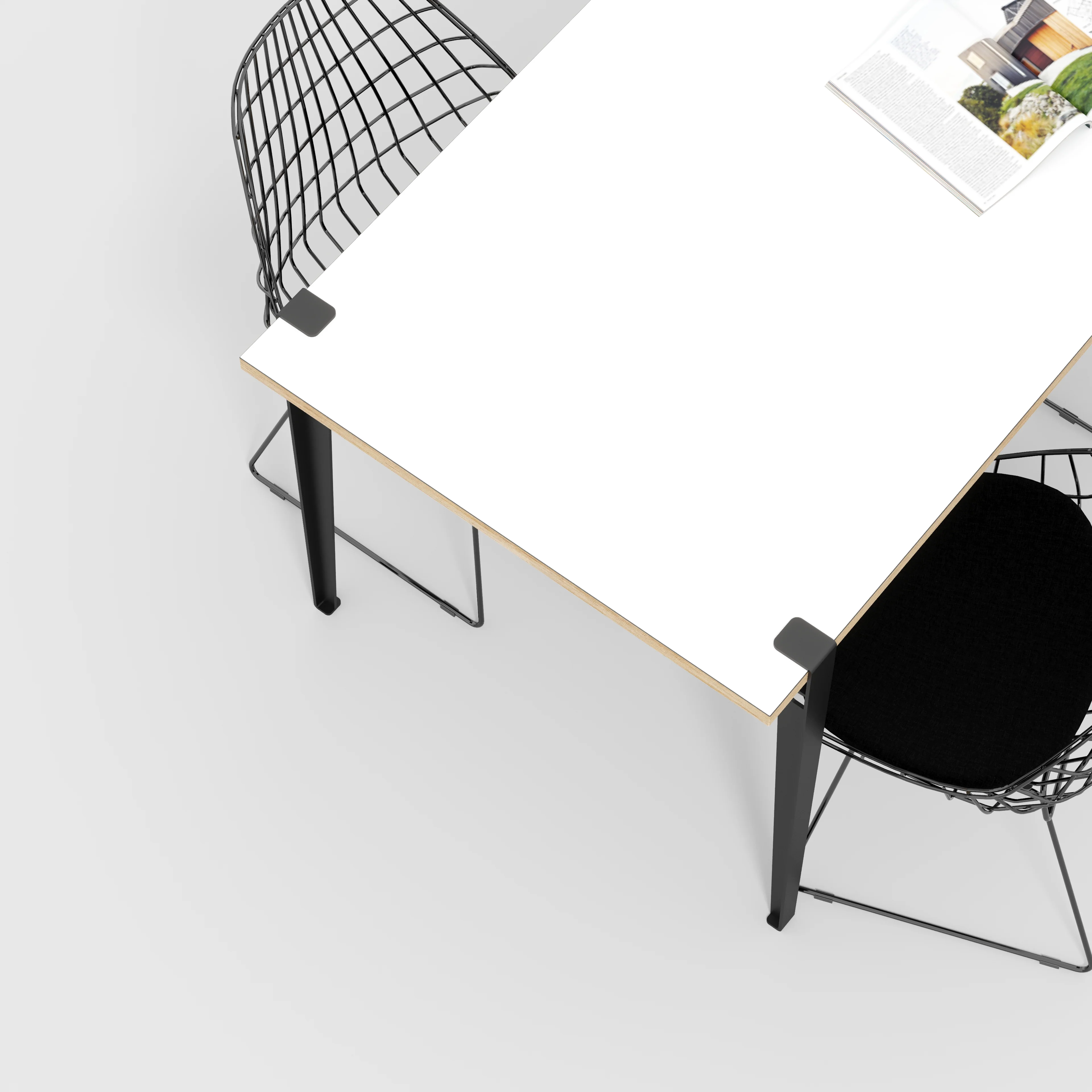 Plywood Table with Black Tiptoe Legs - Formica White - 1600(w) x 800(d) x 750(h) - Image 3