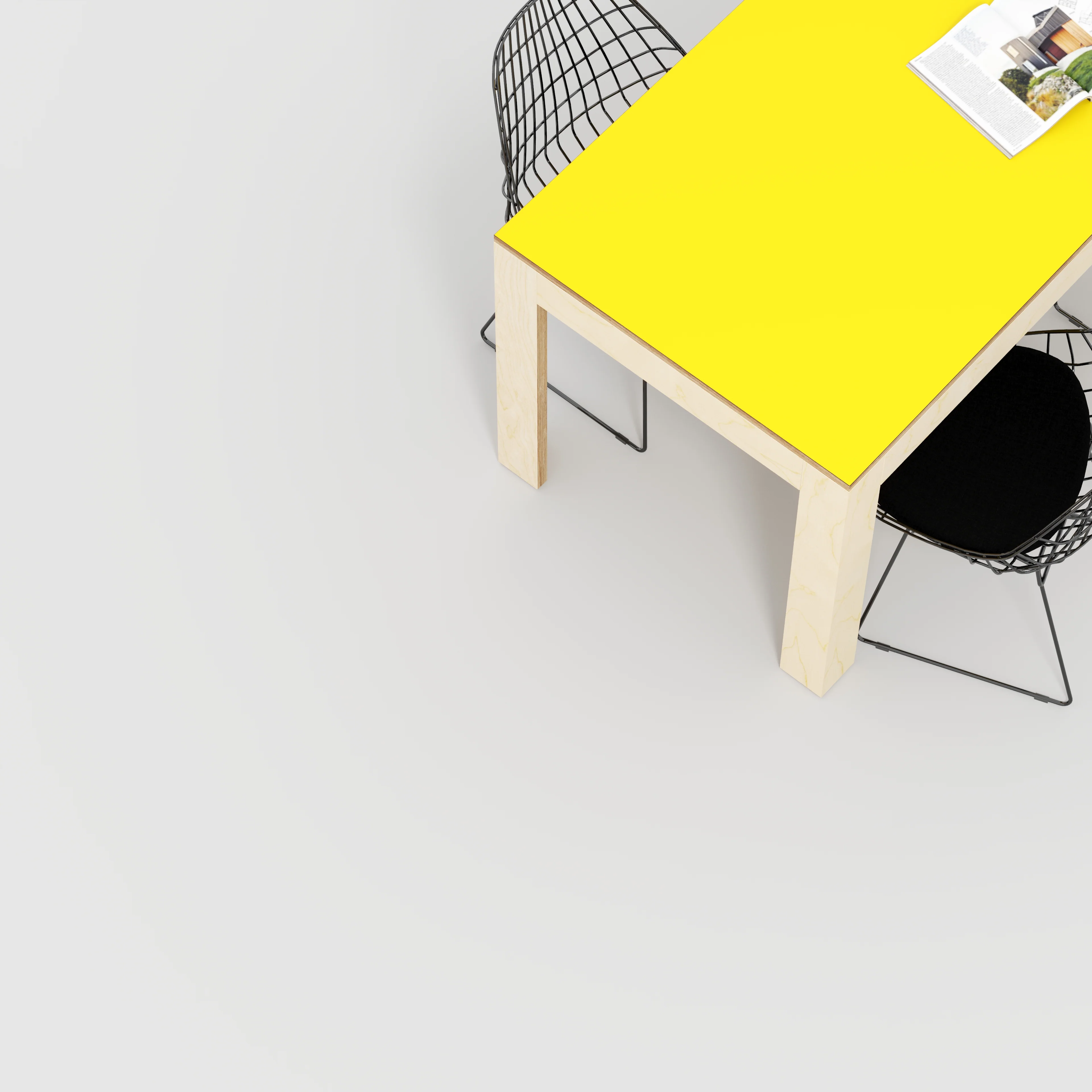 Plywood Table with Solid Frame - Formica Chrome Yellow - 1600(w) x 800(d) x 750(h) - Image 3