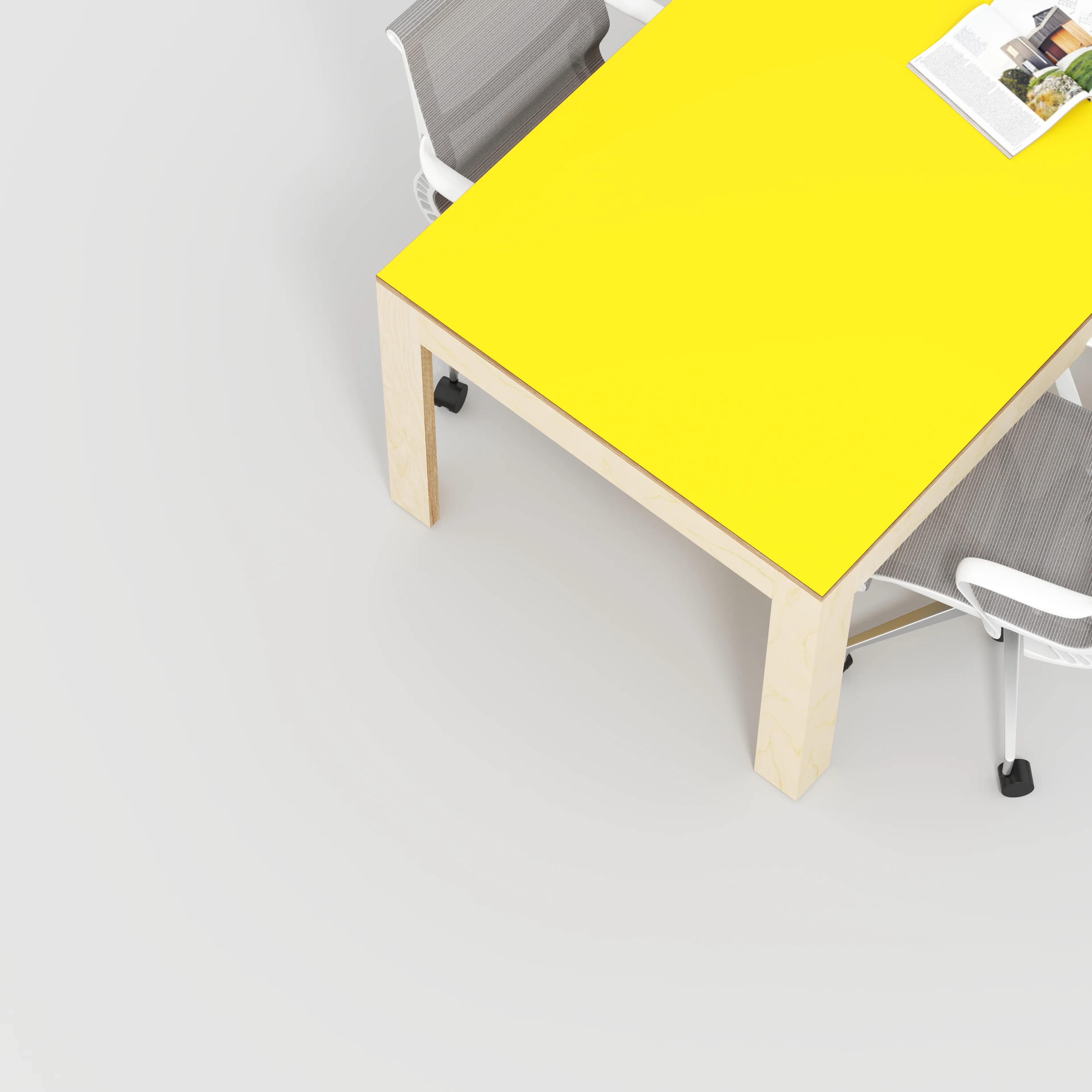 Plywood Table with Solid Frame - Formica Chrome Yellow - 2000(w) x 1000(d) x 750(h) - Image 3