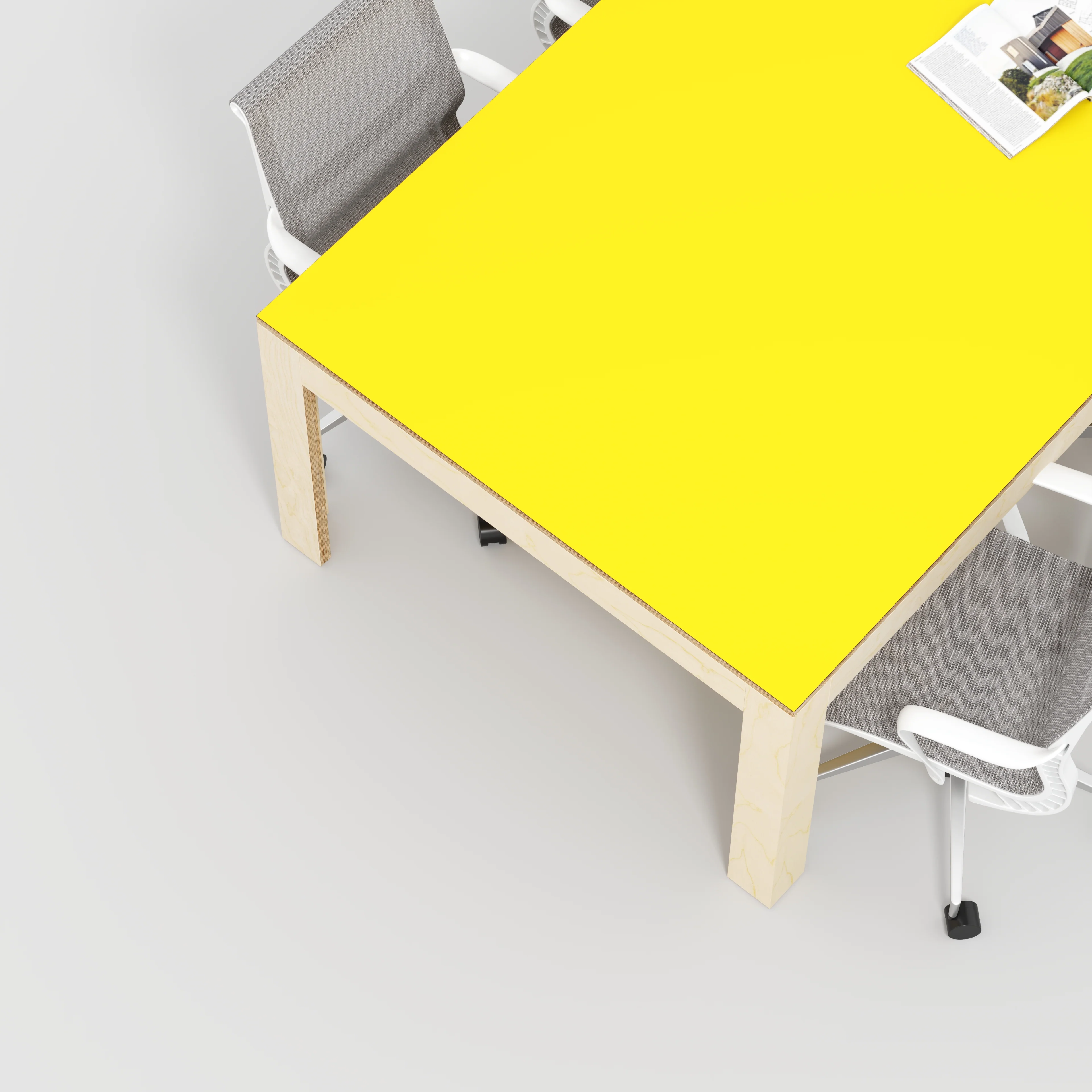 Plywood Table with Solid Frame - Formica Chrome Yellow - 2400(w) x 1200(d) x 750(h) - Image 3