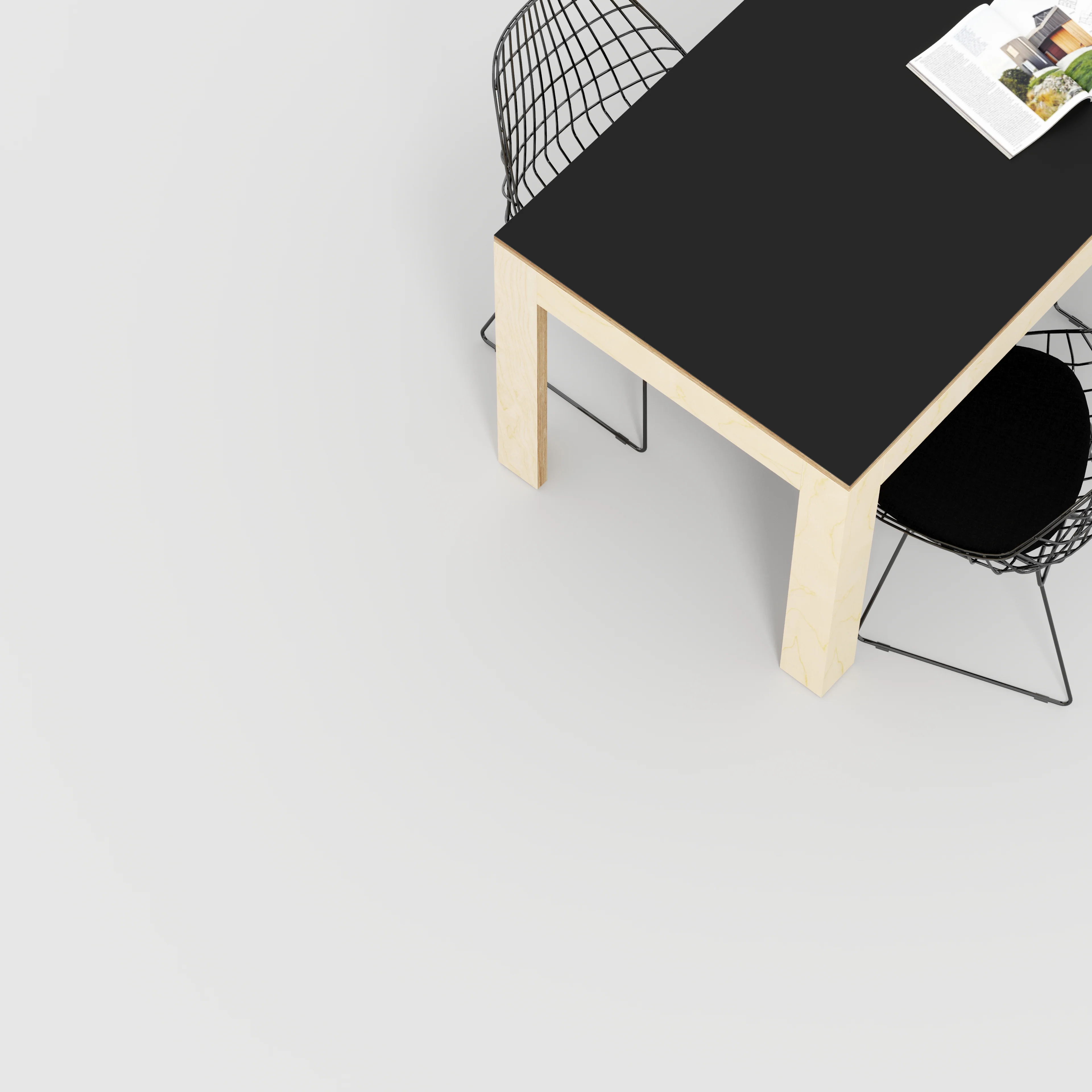Plywood Table with Solid Frame - Formica Diamond Black - 1600(w) x 800(d) x 750(h) - Image 3