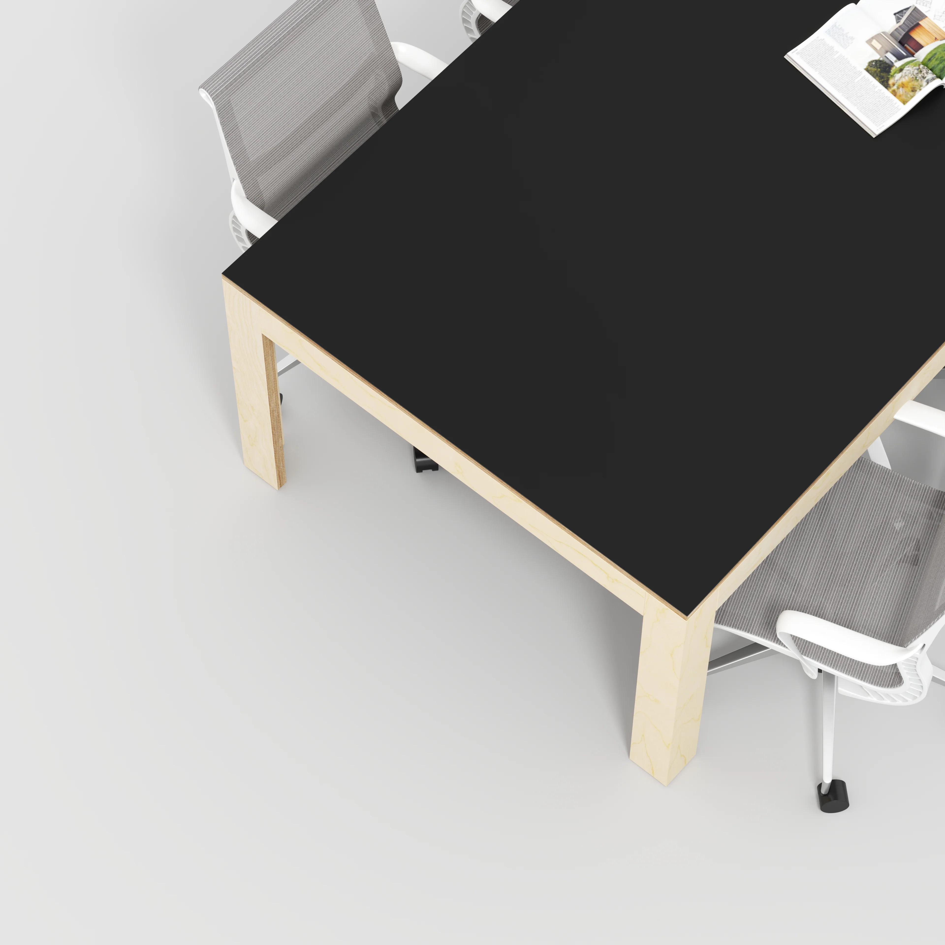 Plywood Table with Solid Frame - Formica Diamond Black - 2400(w) x 1200(d) x 750(h) - Image 3